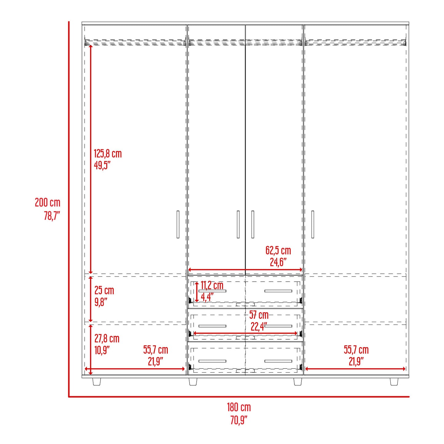 Closet 2.0 Fontan 200 X 180 X 48 Rta Wengue Milan