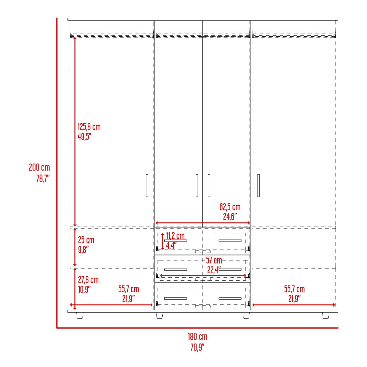 Closet 2.0 Fontan 200 X 180 X 48 Rta Wengue Milan