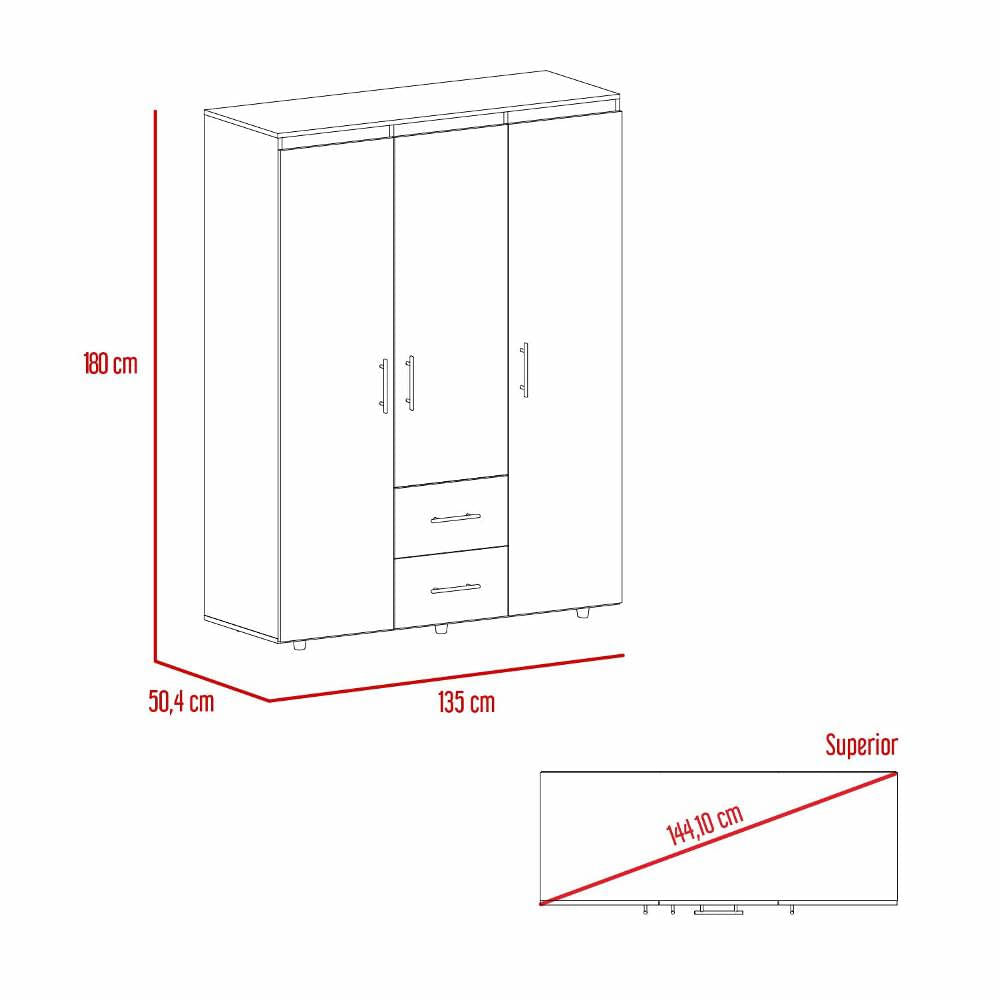 Closet Barú 180 X 135 X 50 Rta Wengue
