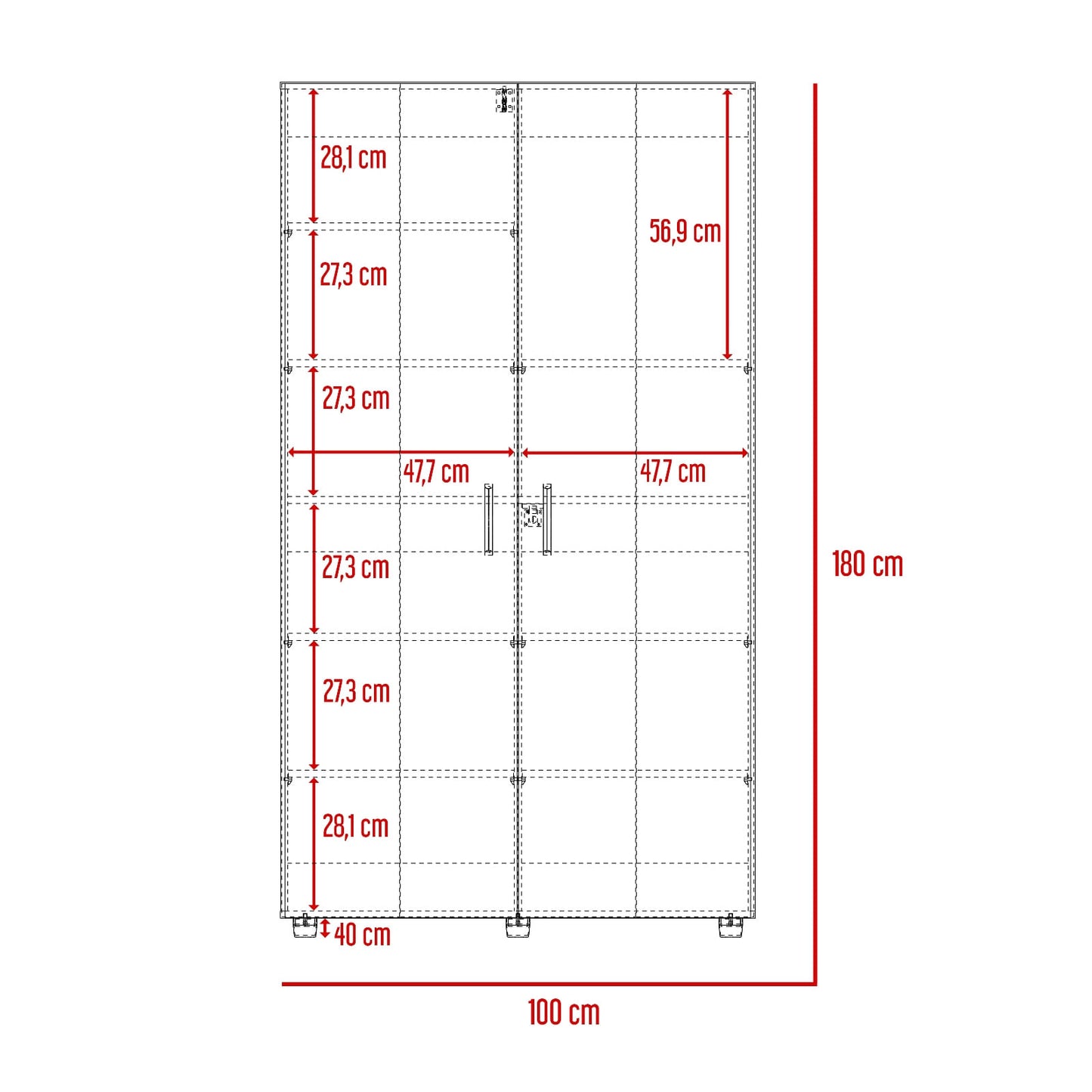 Closet Dopio 180X100X40 Rta Blanco Macadamia