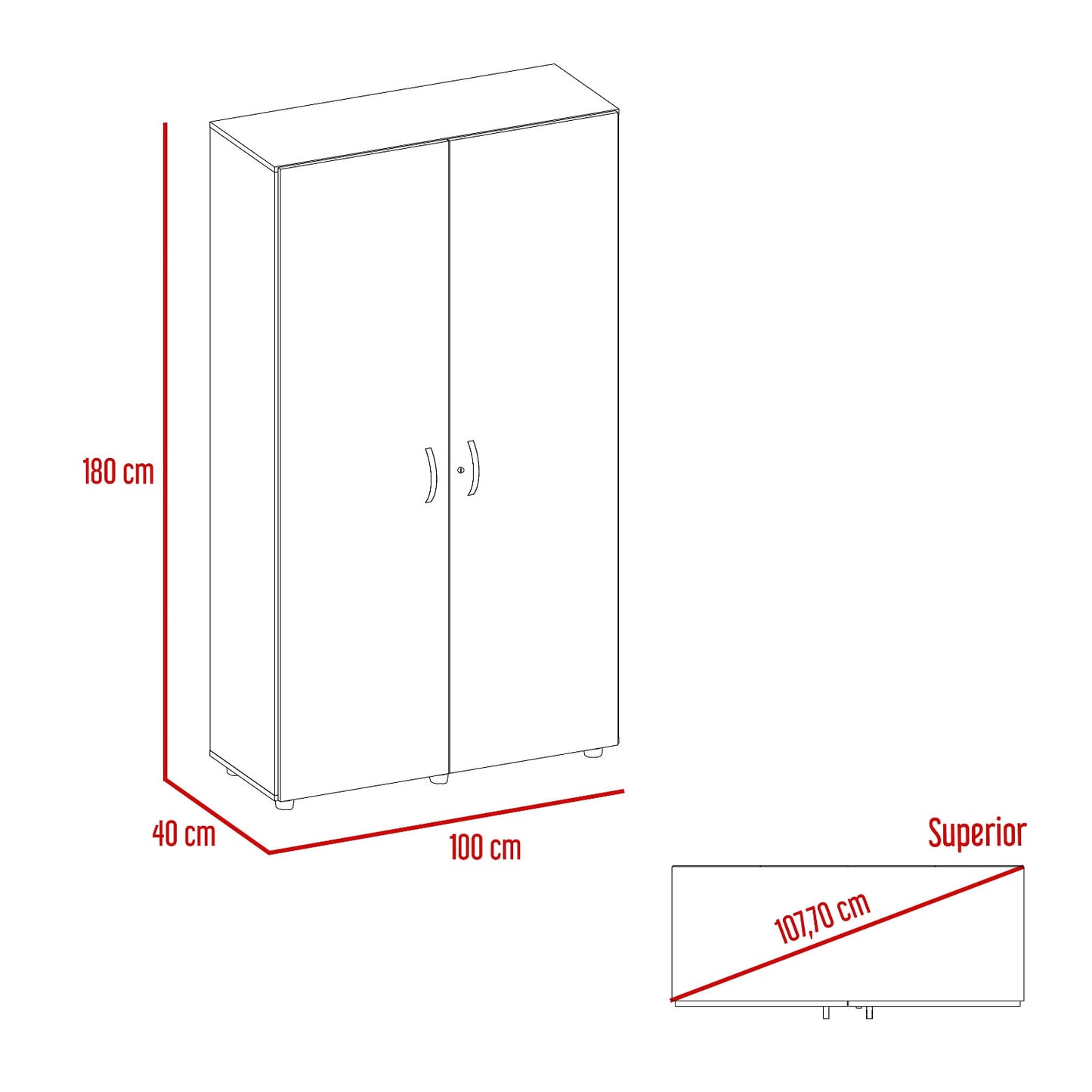 Closet Dopio 180X100X40 Rta Blanco Macadamia