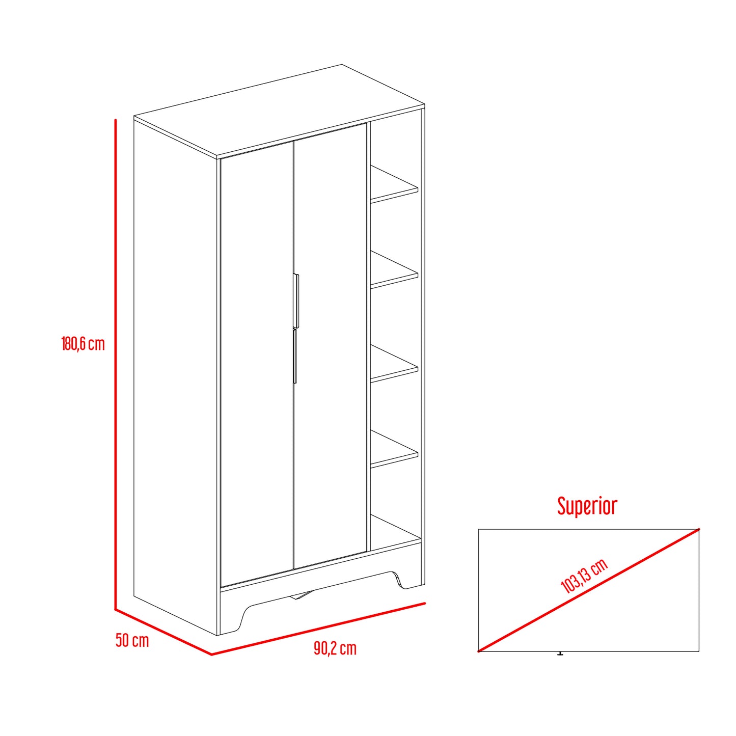 Closet Logan 180 X 90 X 50 Rta Duna + Blanco