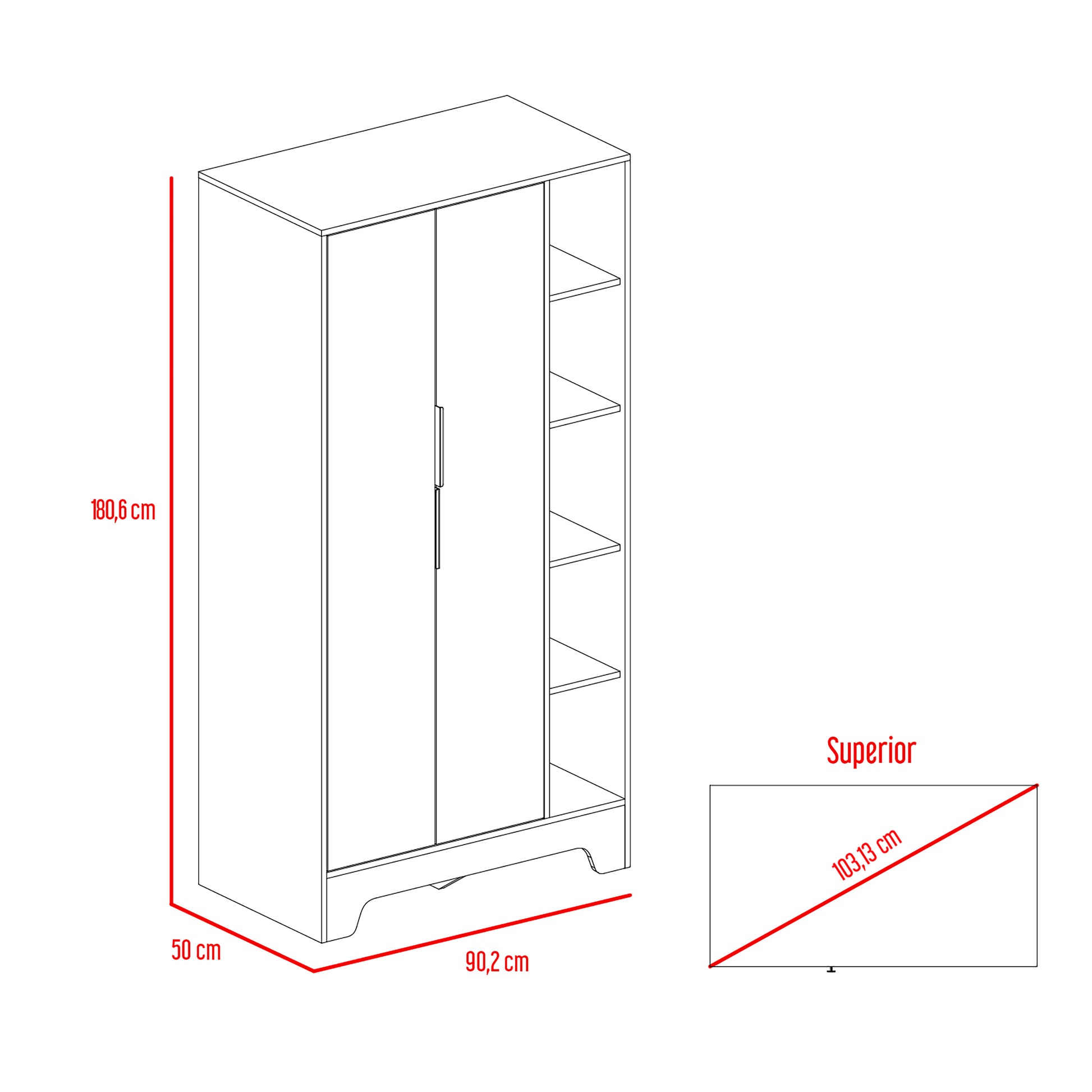 Closet Logan 180 X 90 X 50 Rta Duna + Blanco