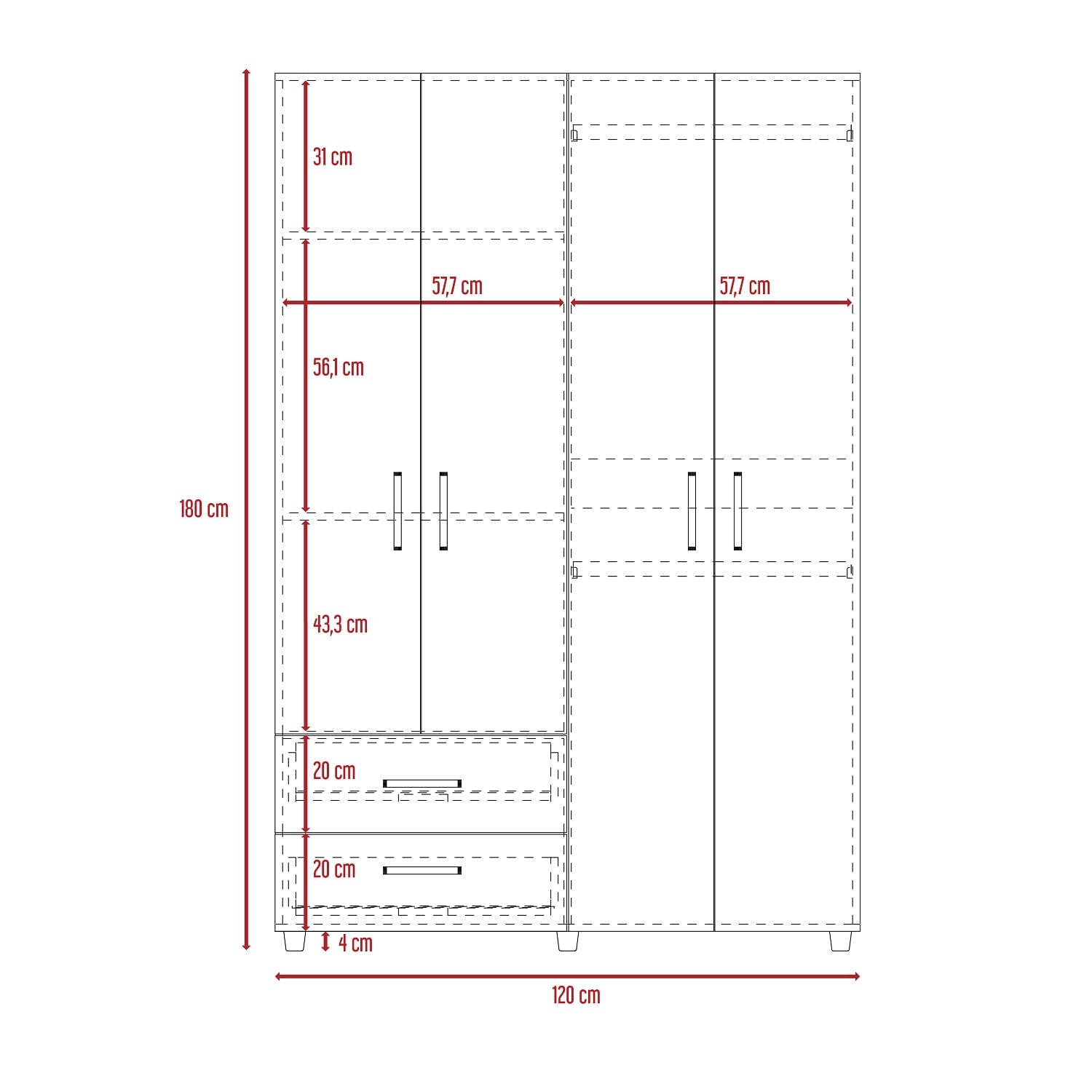 Closet Ankora Basic 180 X 120 X 47 Rta Bellota + Blanco