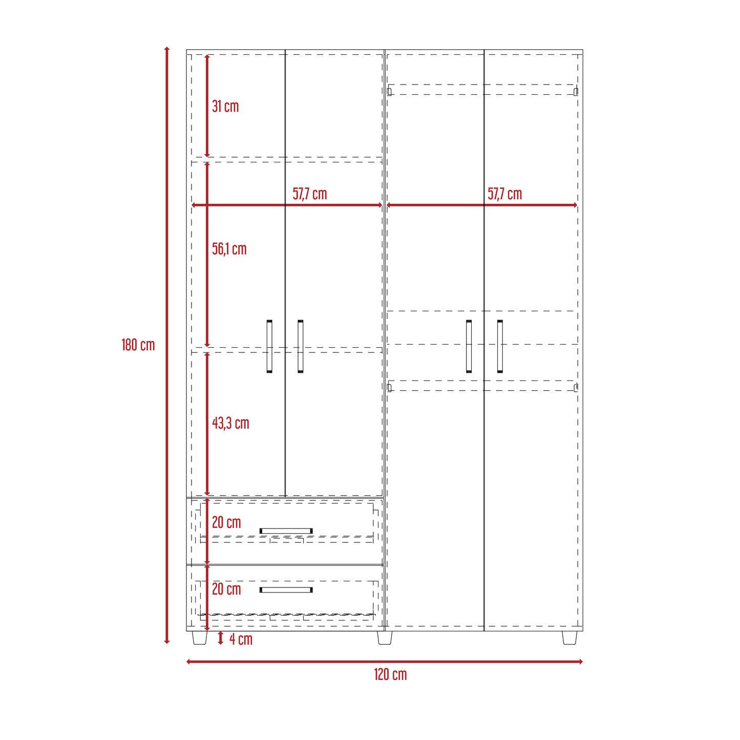 Closet Ankora Basic 180 X 120 X 47 Rta Macadamia + Blanco