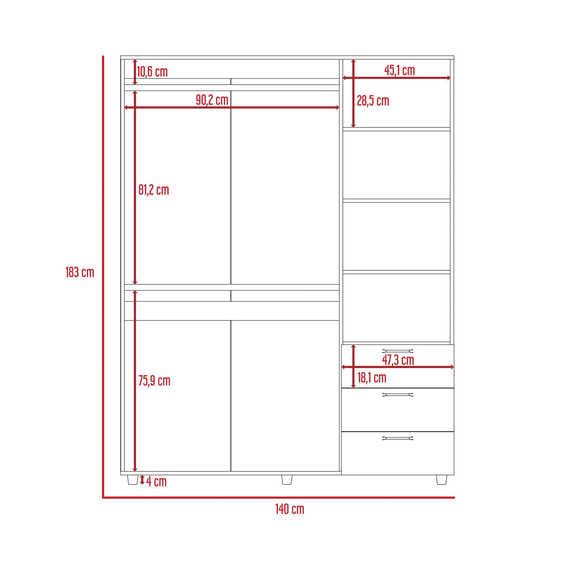 Closet Arizona 180 X 140 X 40 Rta Bellota + Blanco