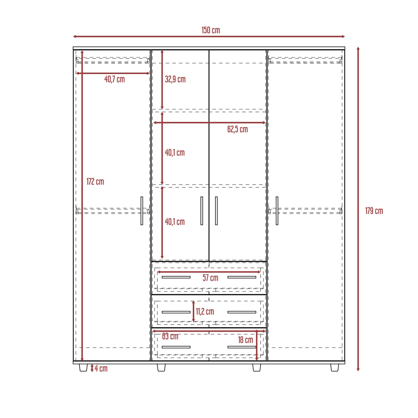 Closet Fontan 180 X 150 X 50 Rta Bellota + Blanco