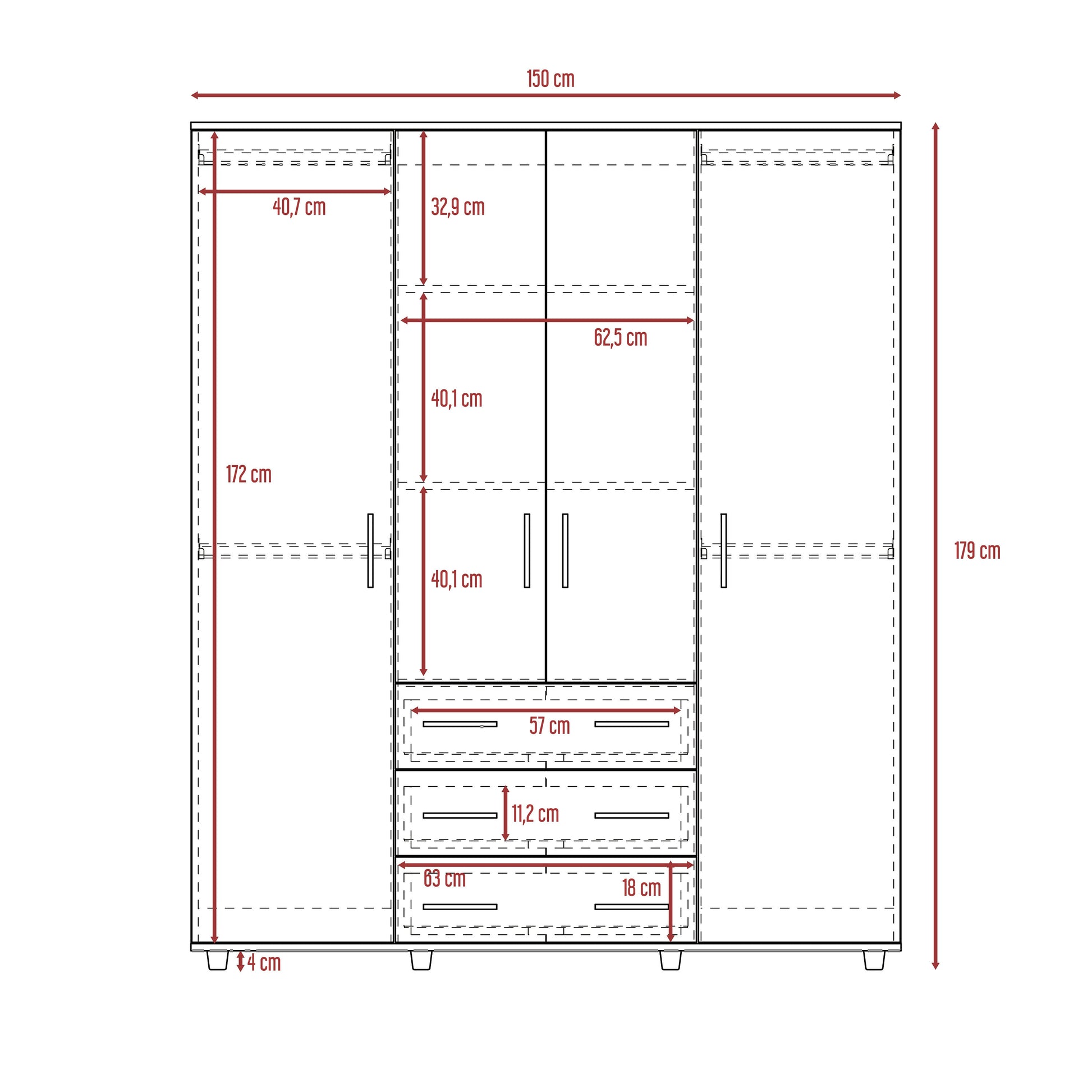 Closet Fontan 180 X 150 X 50 Rta Bellota + Blanco