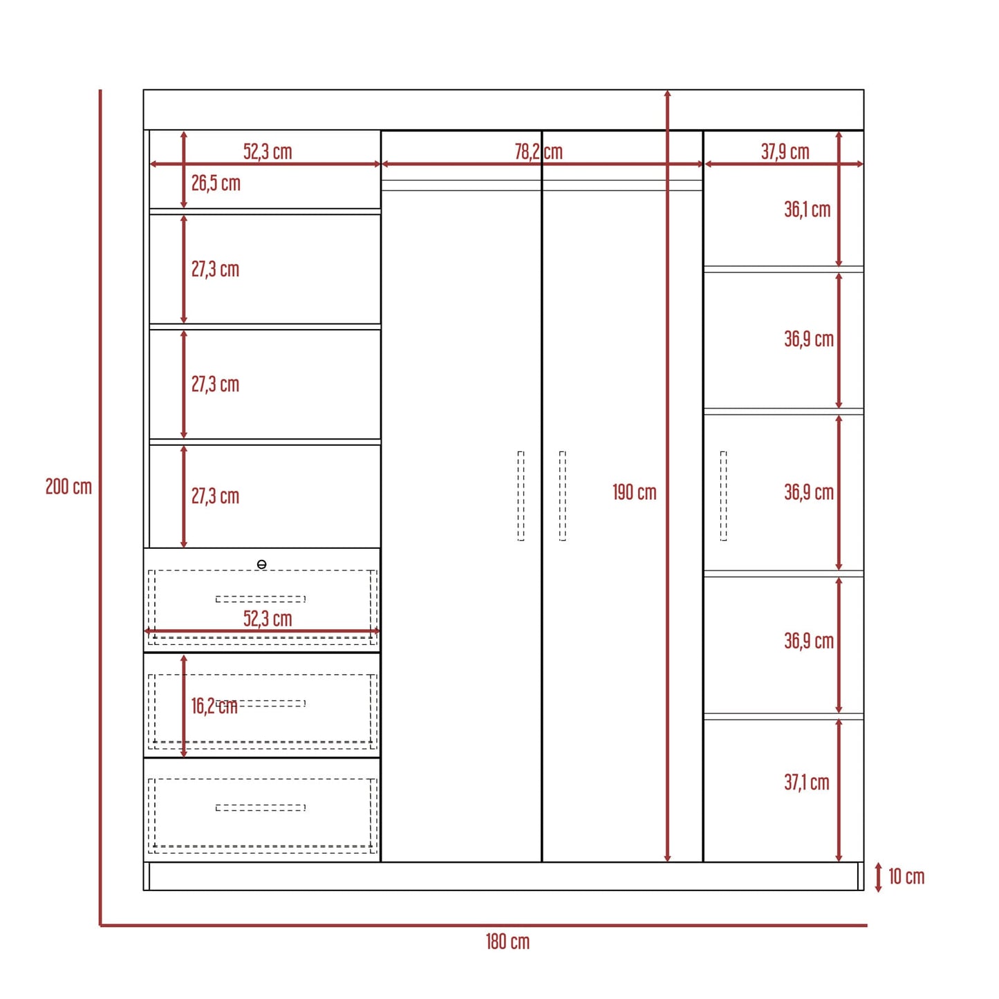 Closet Kenya 200 X 180 X 52 Rta Wengue