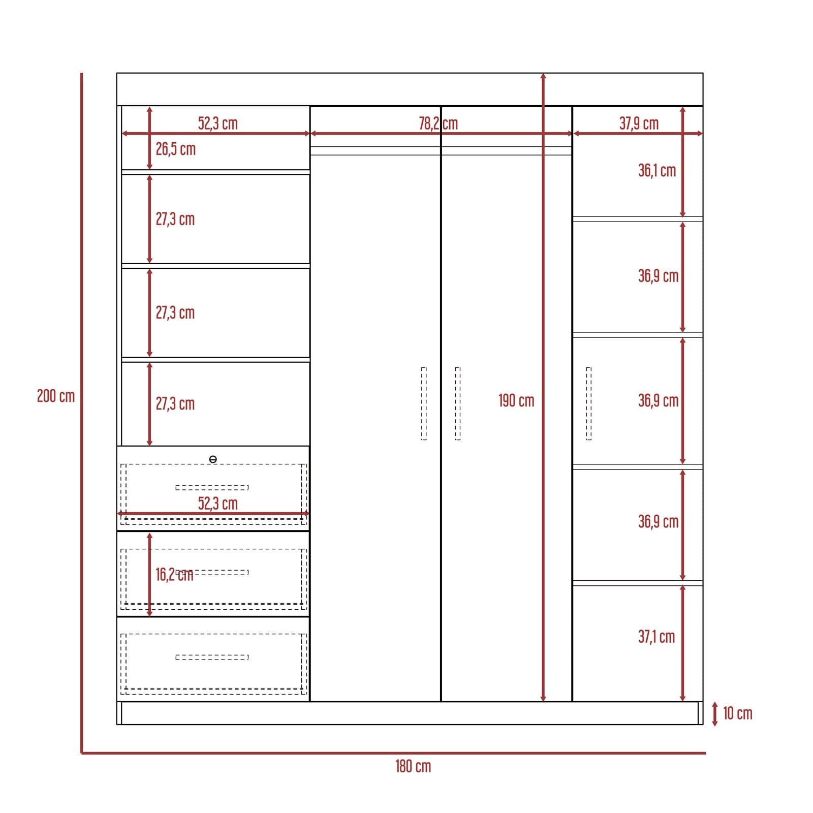 Closet Kenya 200 X 180 X 52 Rta Wengue