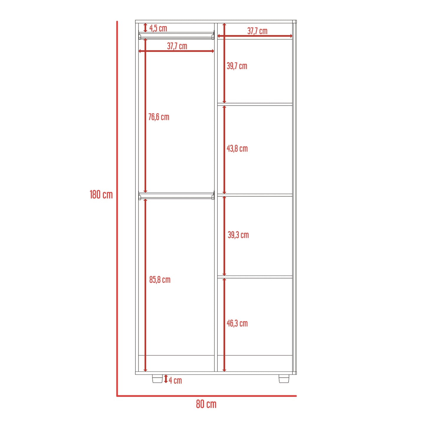 Closet Tera 180 X 80 X 48 Rta Bardolino Blanco