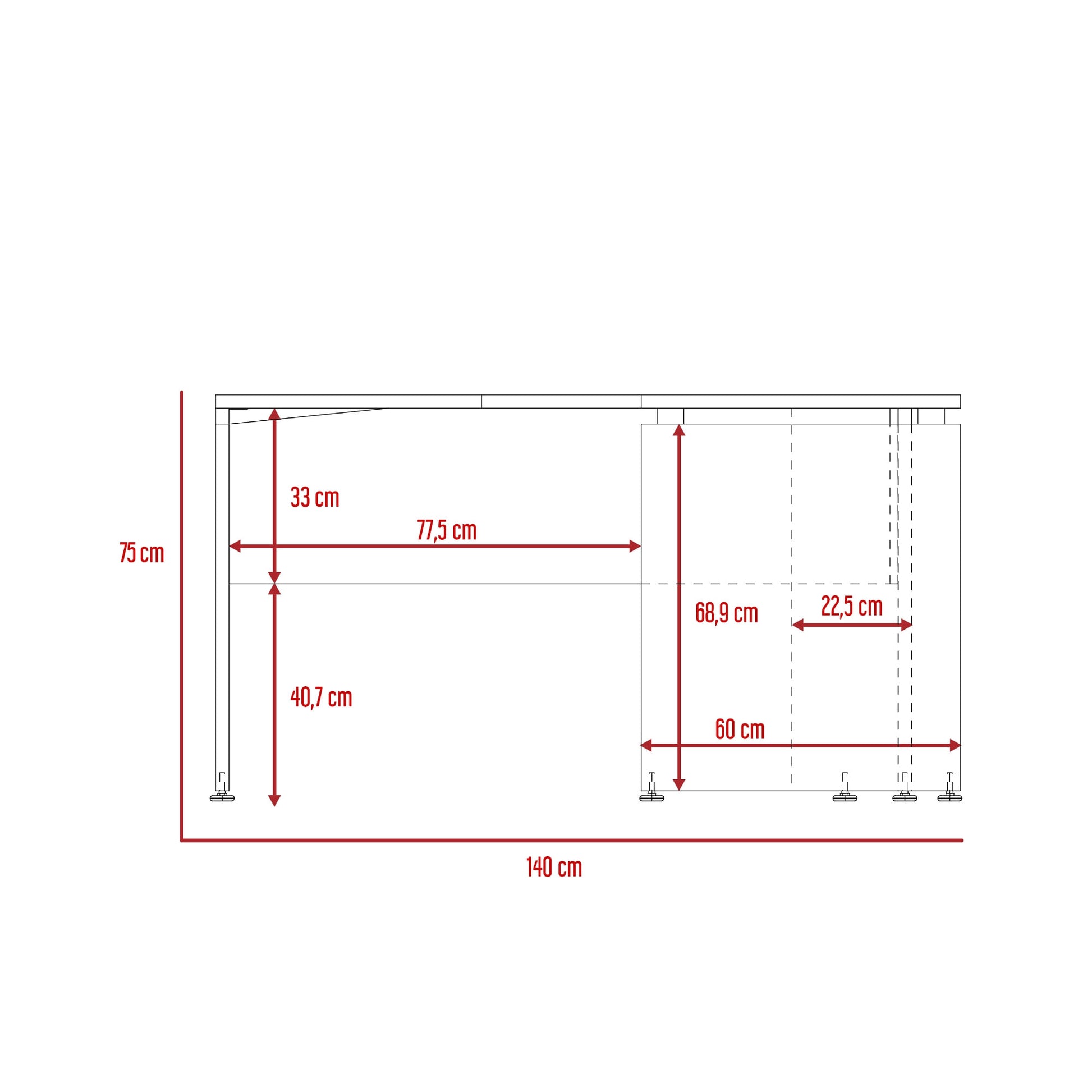 Escritorio Home Office L 140 Rta Milan + Wengue