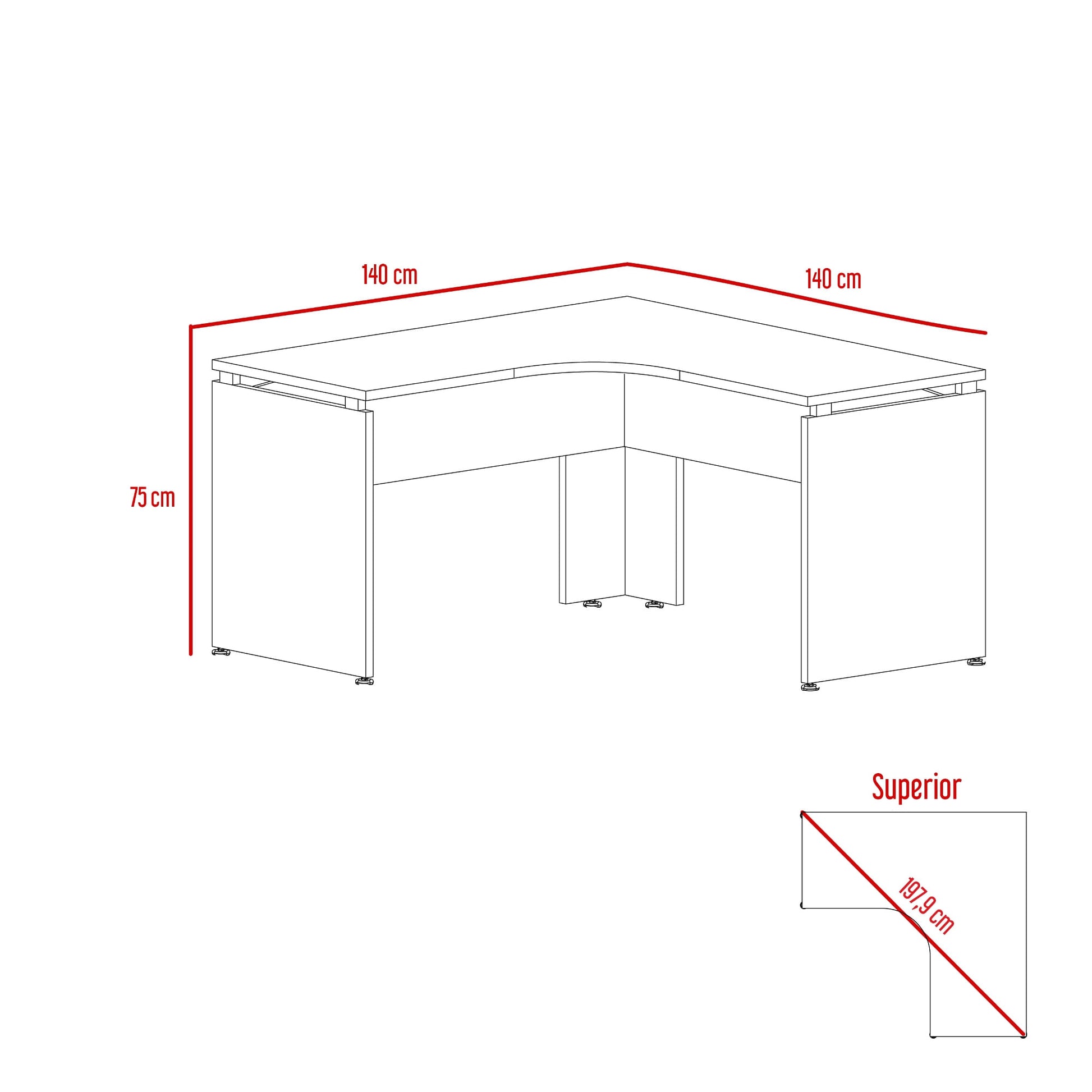 Escritorio Home Office L 140 Rta Milan + Wengue
