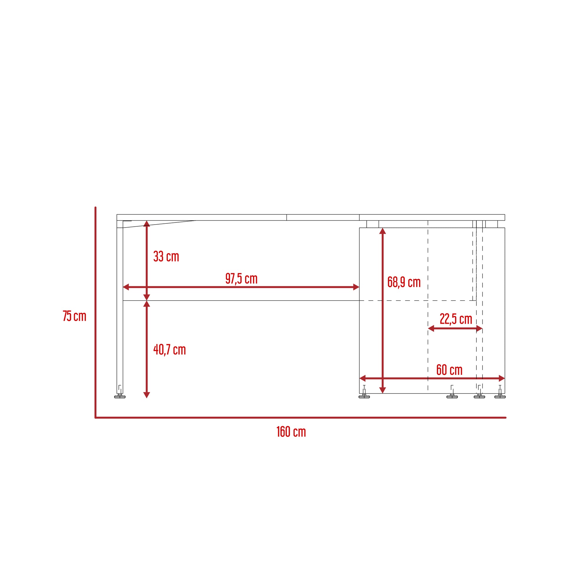 Escritorio Home Office L 160 Rta Milan + Wengue