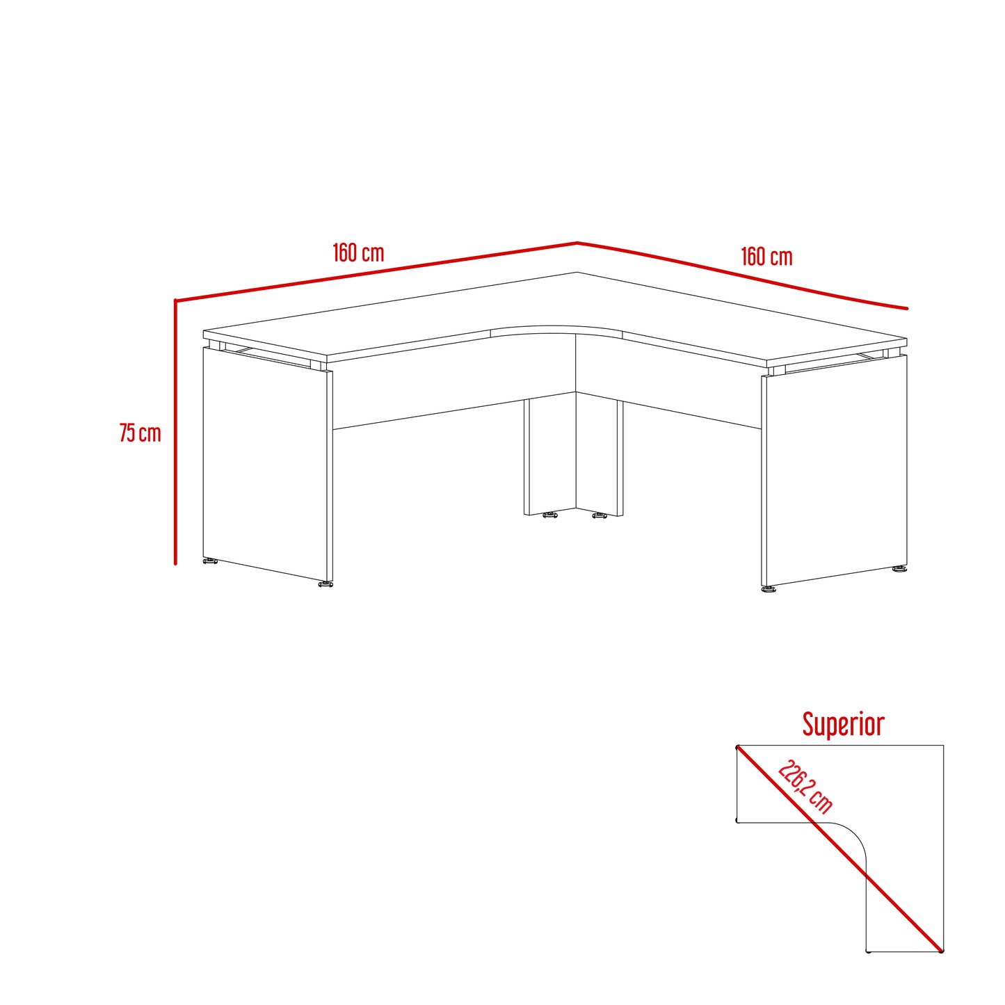 Escritorio Home Office L 160 Rta Milan + Wengue