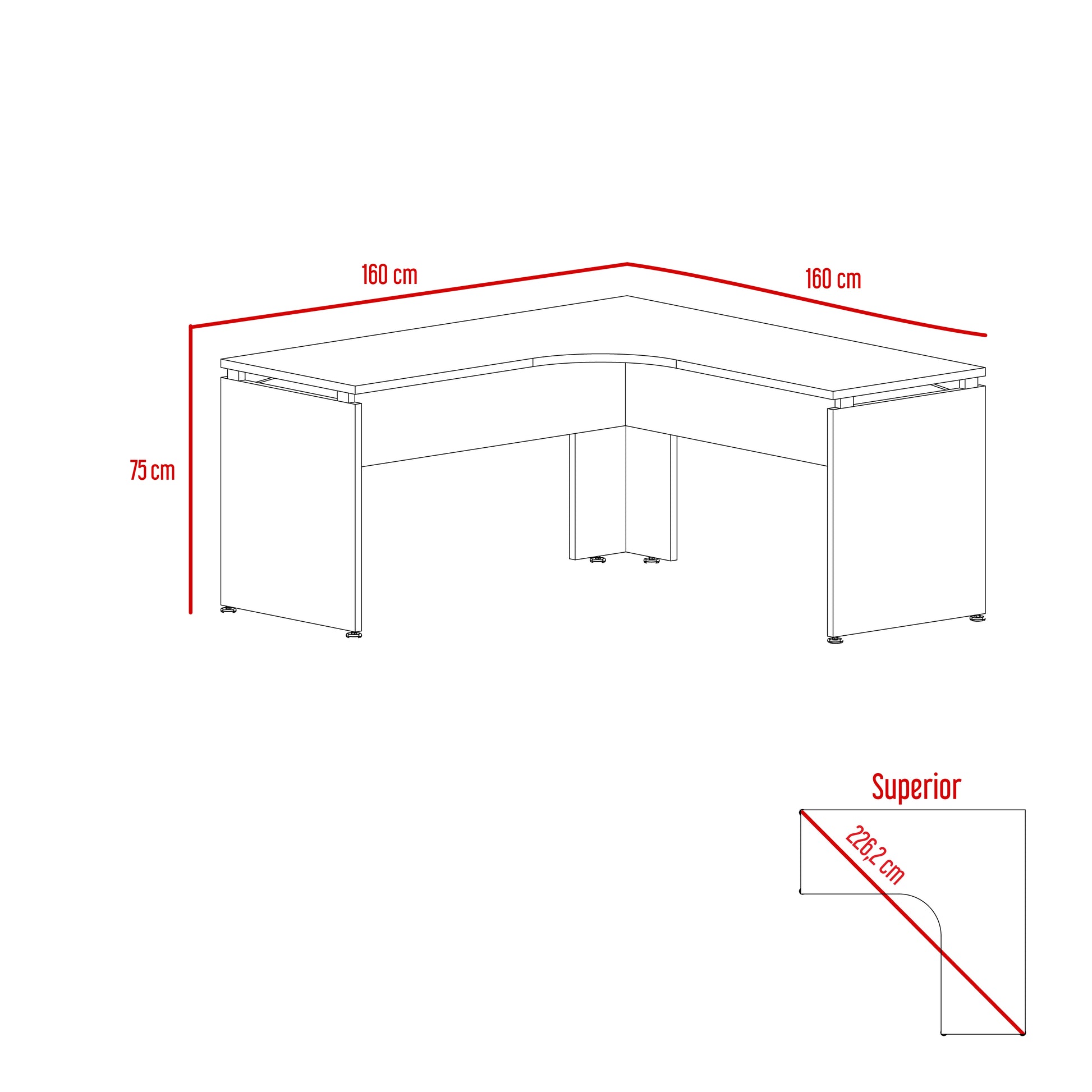 Escritorio Home Office L 160 Rta Milan + Wengue