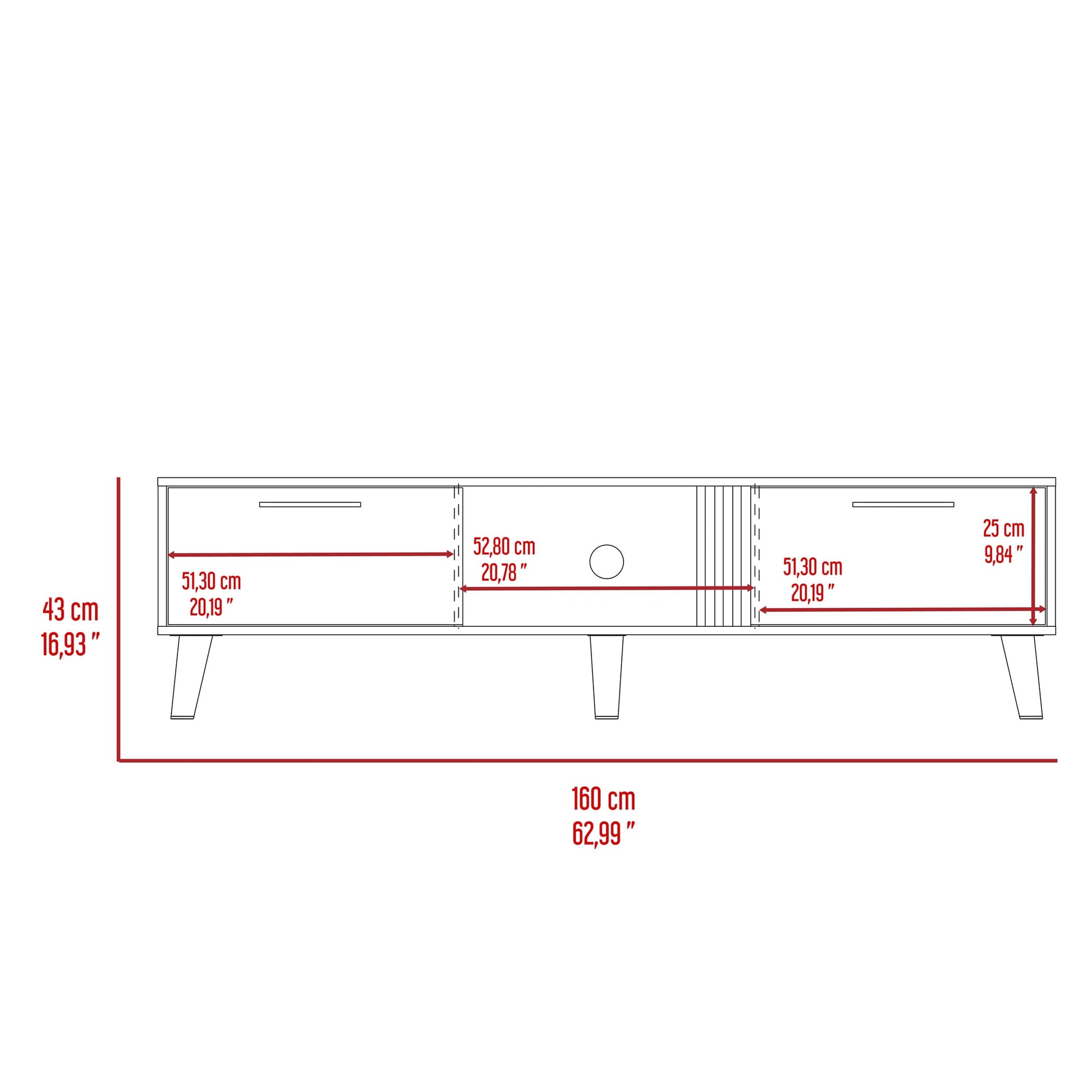 Mueble Tv 70'' Vance 43X160 Rta Capri Fresno Europeo
