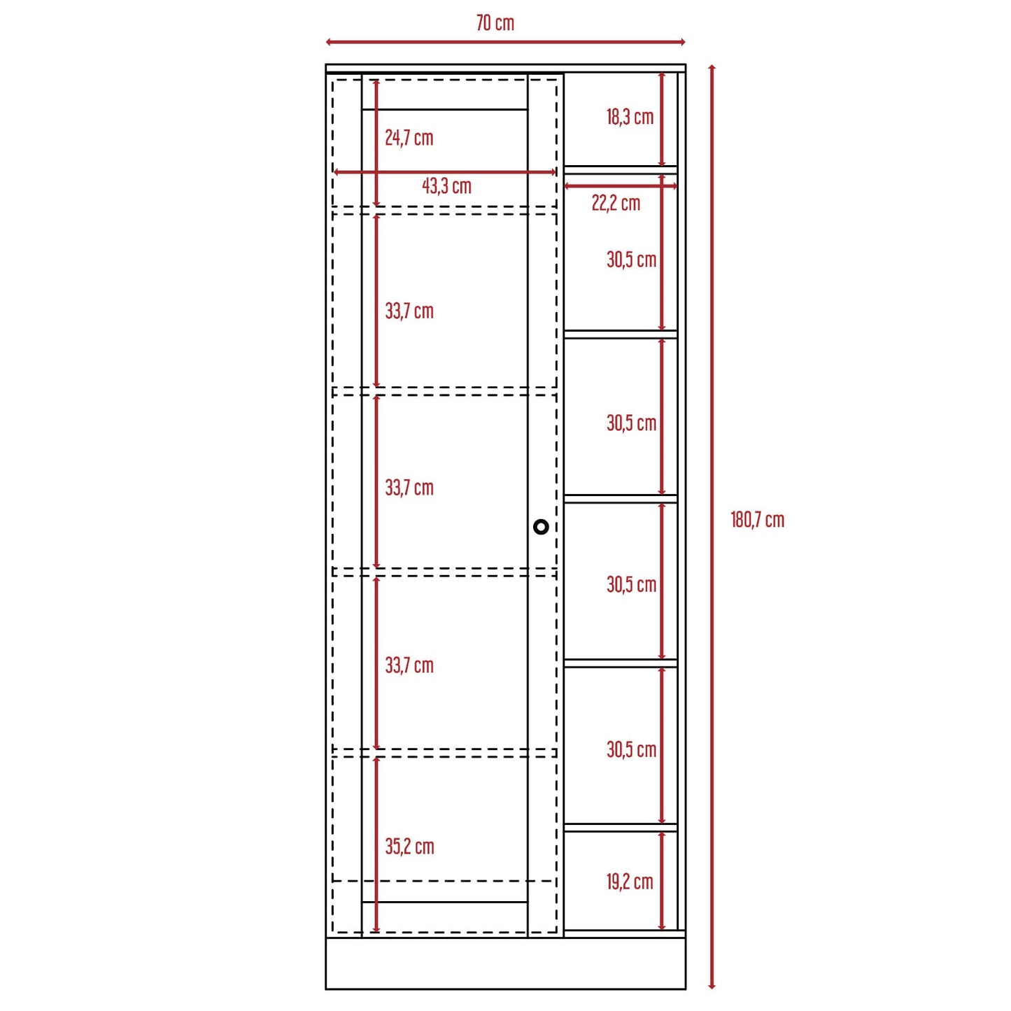 Armario Woman 180 X 70 X 37 Rta Nogal + Miel