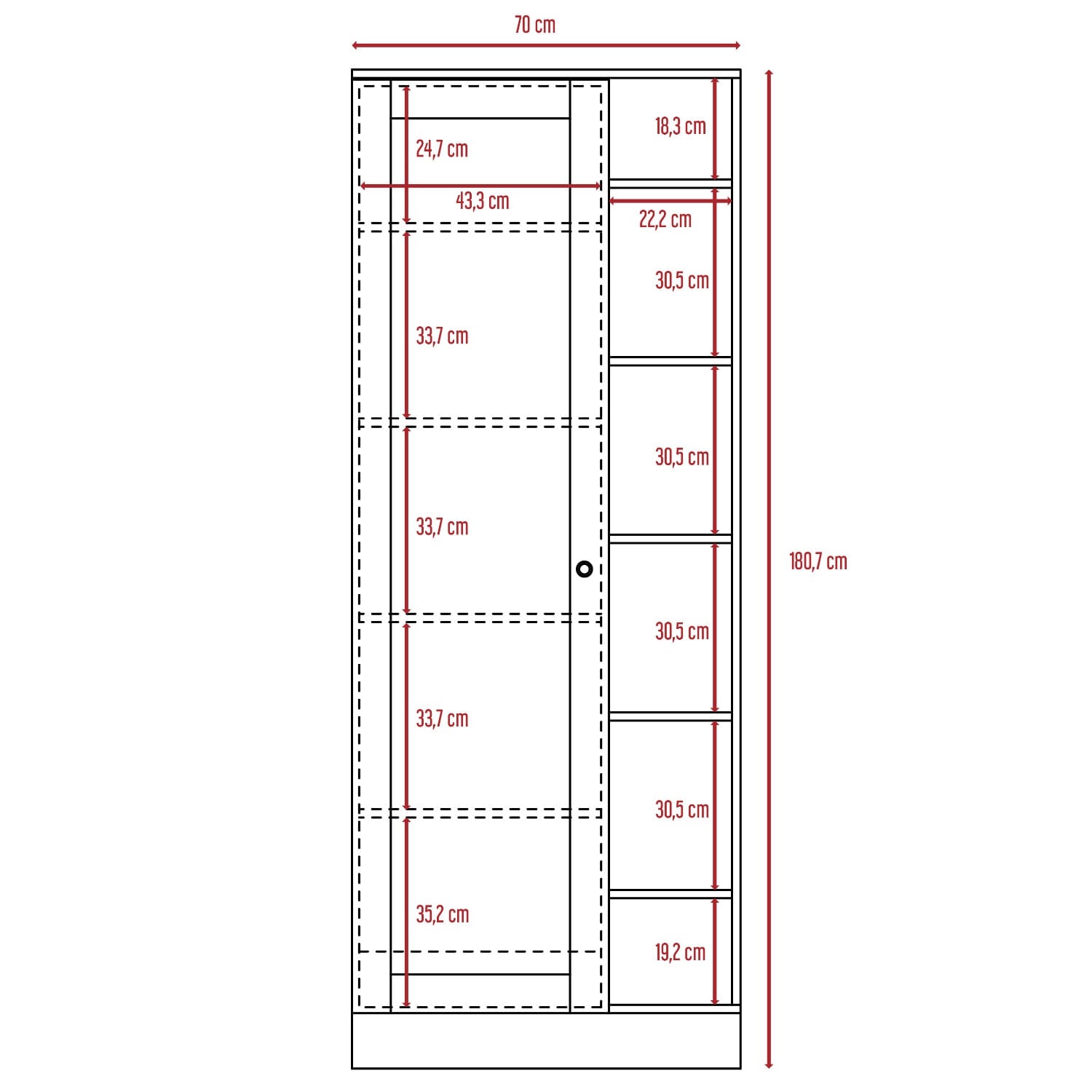 Armario Woman 180 X 70 X 37 Rta Nogal + Miel
