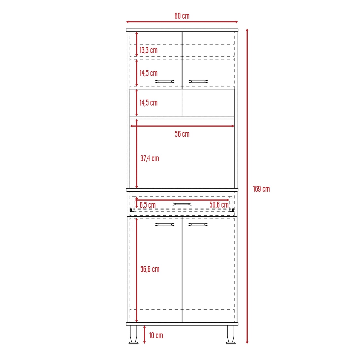 Mueble Cocina Kitchen 60 Rta Blanco + Wengue