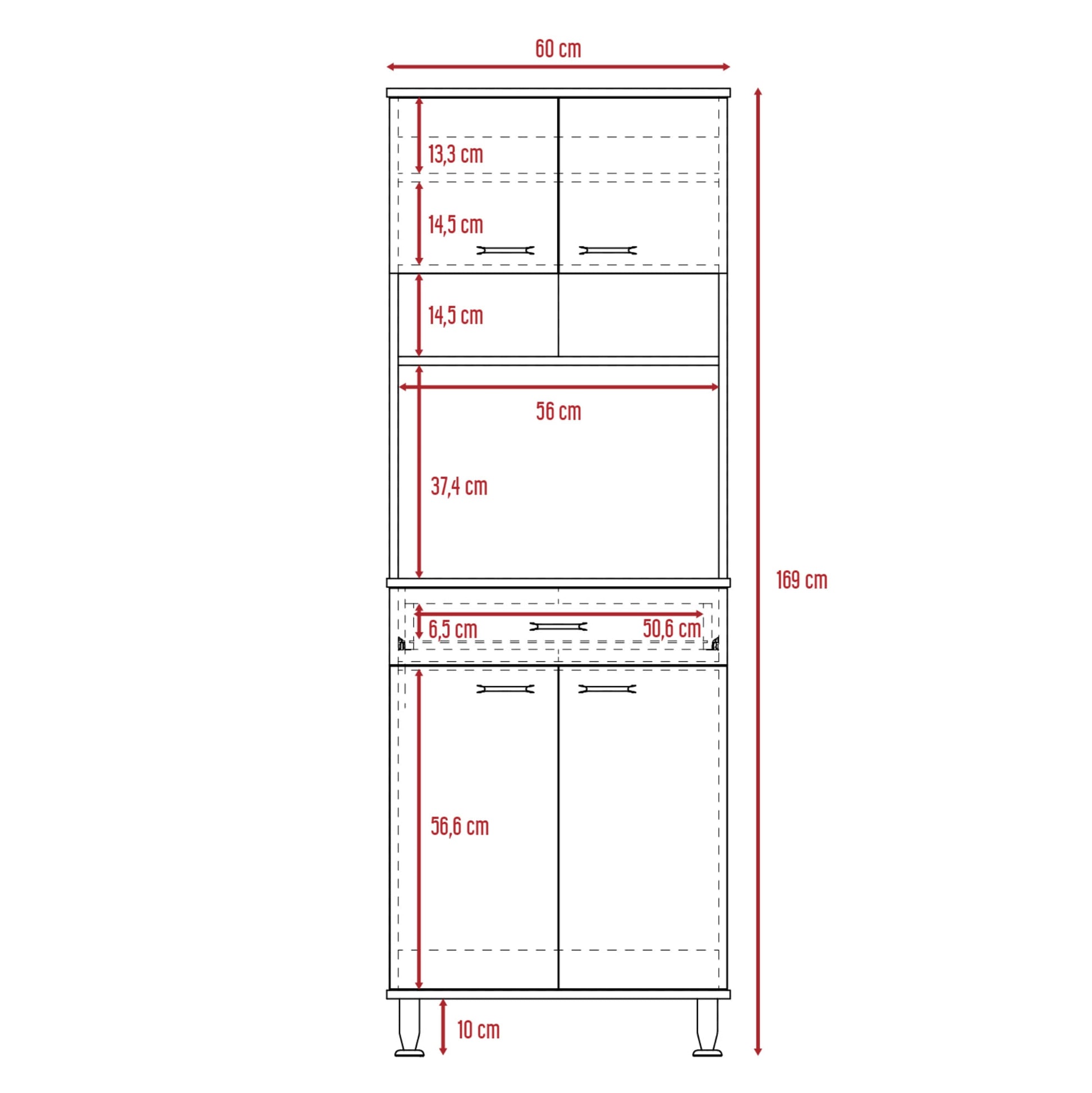 Mueble Cocina Kitchen 60 Rta Blanco + Wengue