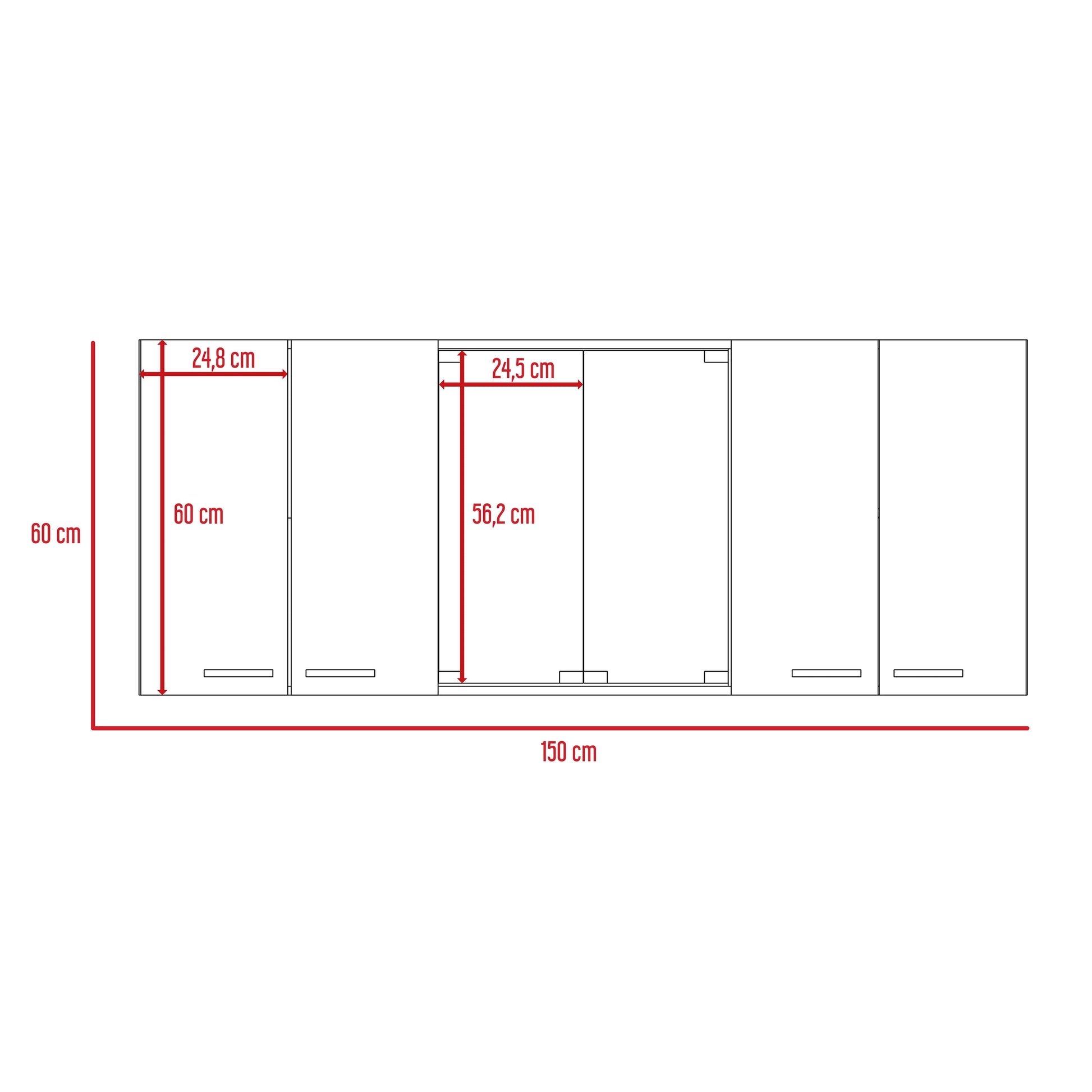 Gabinede De Cocina Superior 150 Vidrio Rta Blanco + Miel