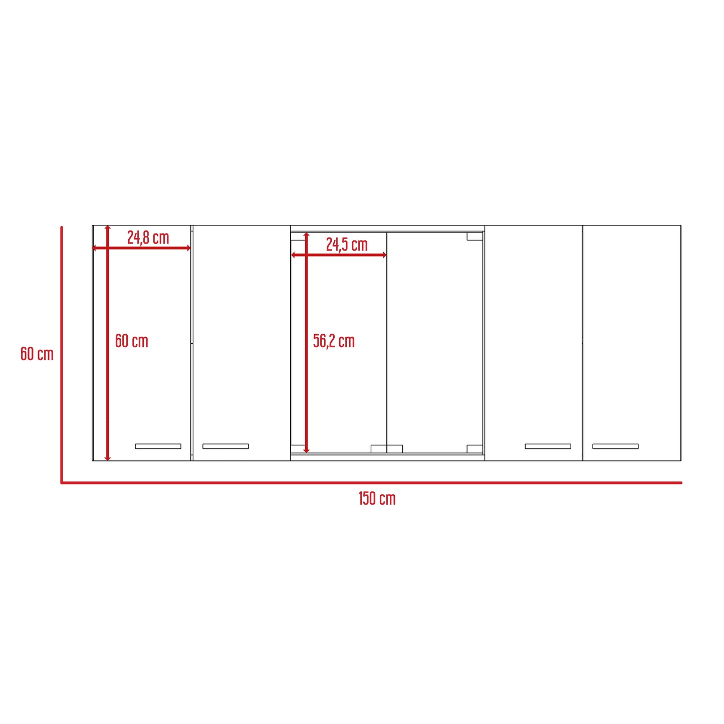 Gabinede De Cocina Superior 150 Vidrio Rta Blanco + Miel