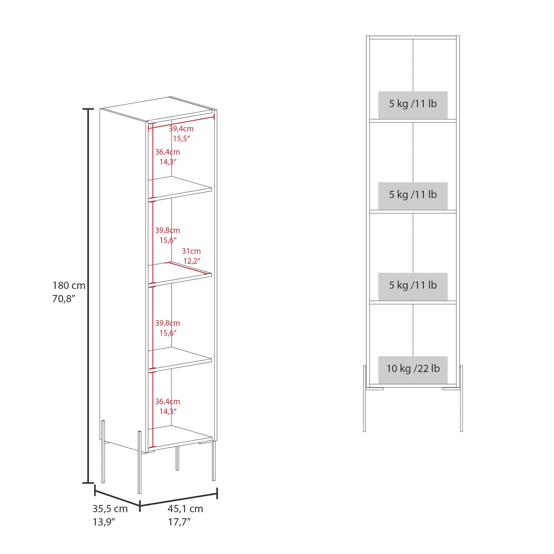 Mueble Auxliar Alto 123X39X30 Rta Plomo Zf