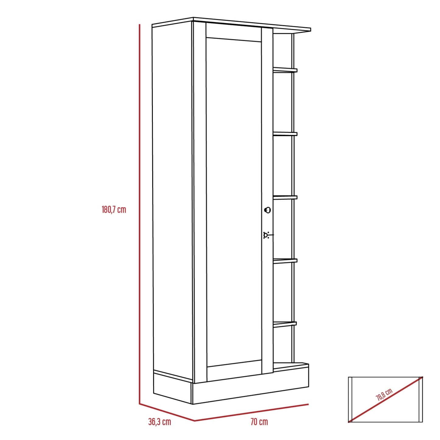 Armario Woman 180 X 70 X 37 Rta Nogal + Miel