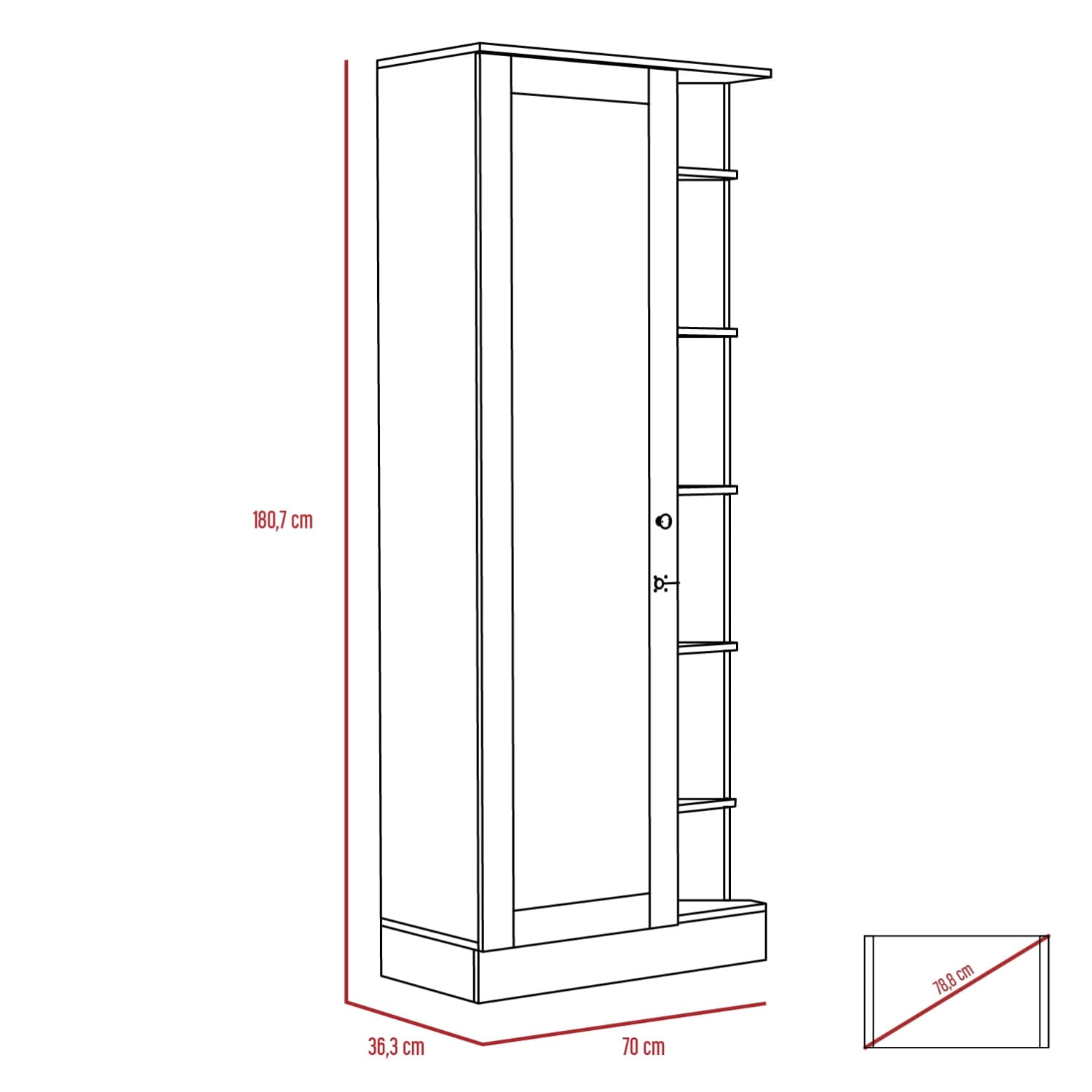Armario Woman 180 X 70 X 37 Rta Nogal + Miel