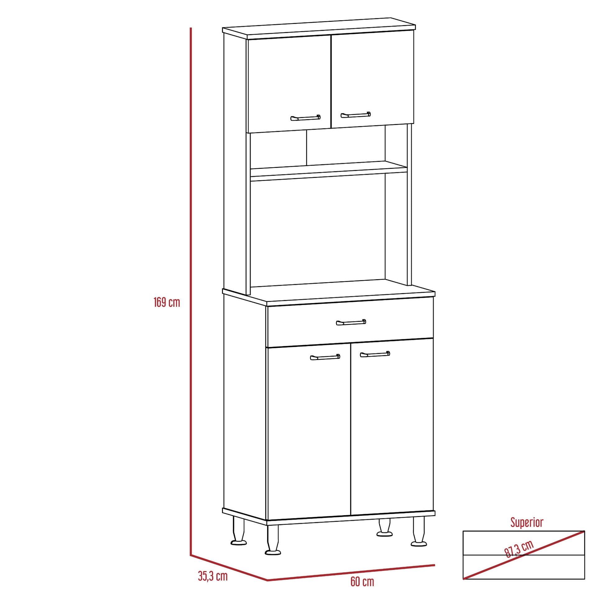 Mueble Cocina Kitchen 60 Rta Blanco + Wengue
