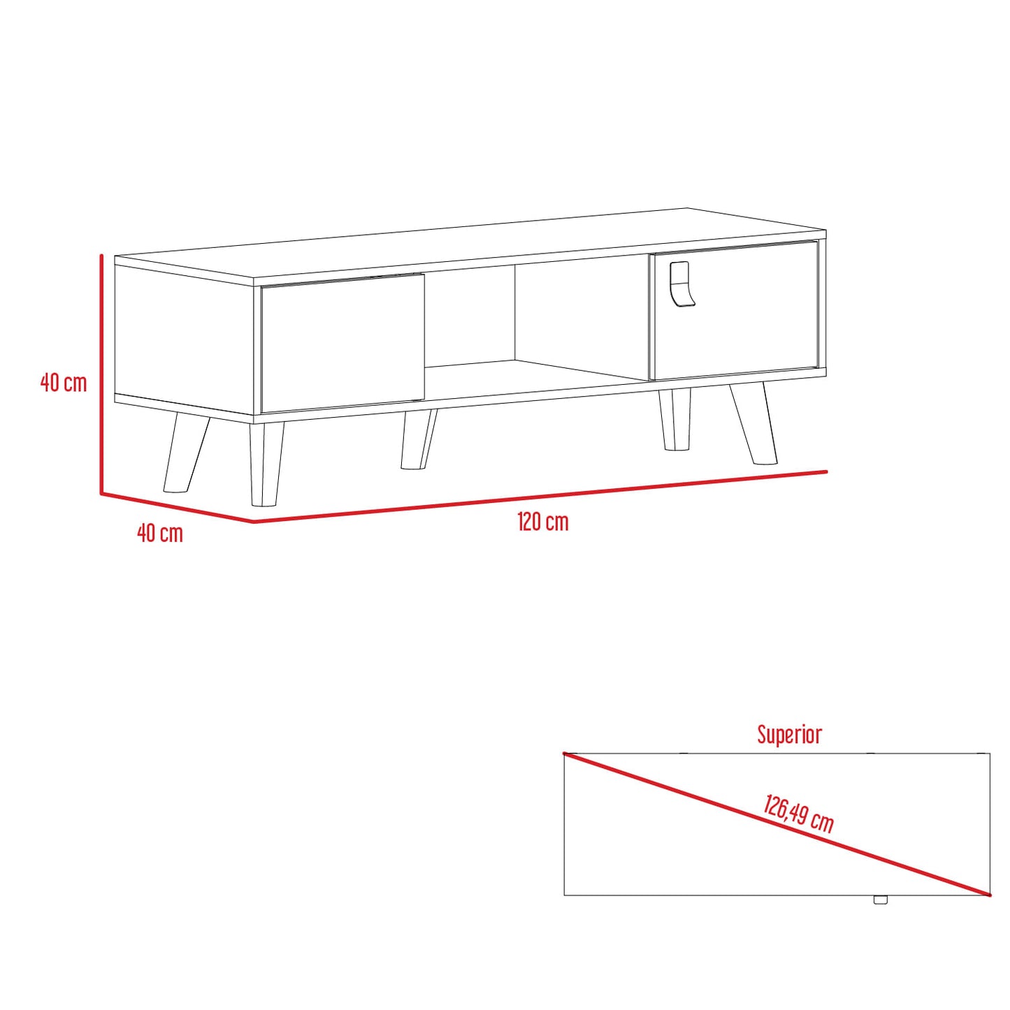 Mesa De Centro Funes L 120 X 40 Rta Taupe Lenno