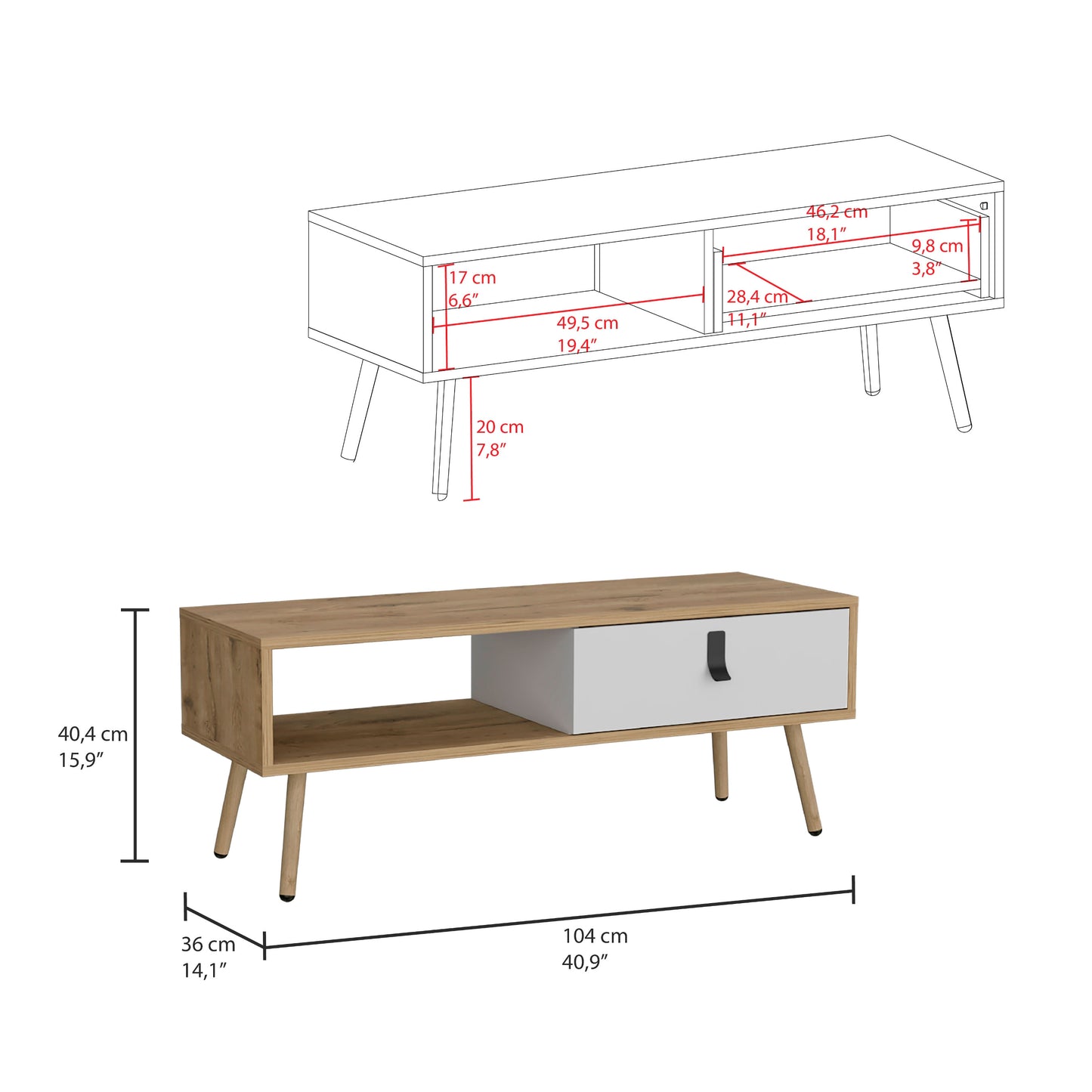 Mesa De Centro Huna 104 X 40 Rta Macadamia Blanco