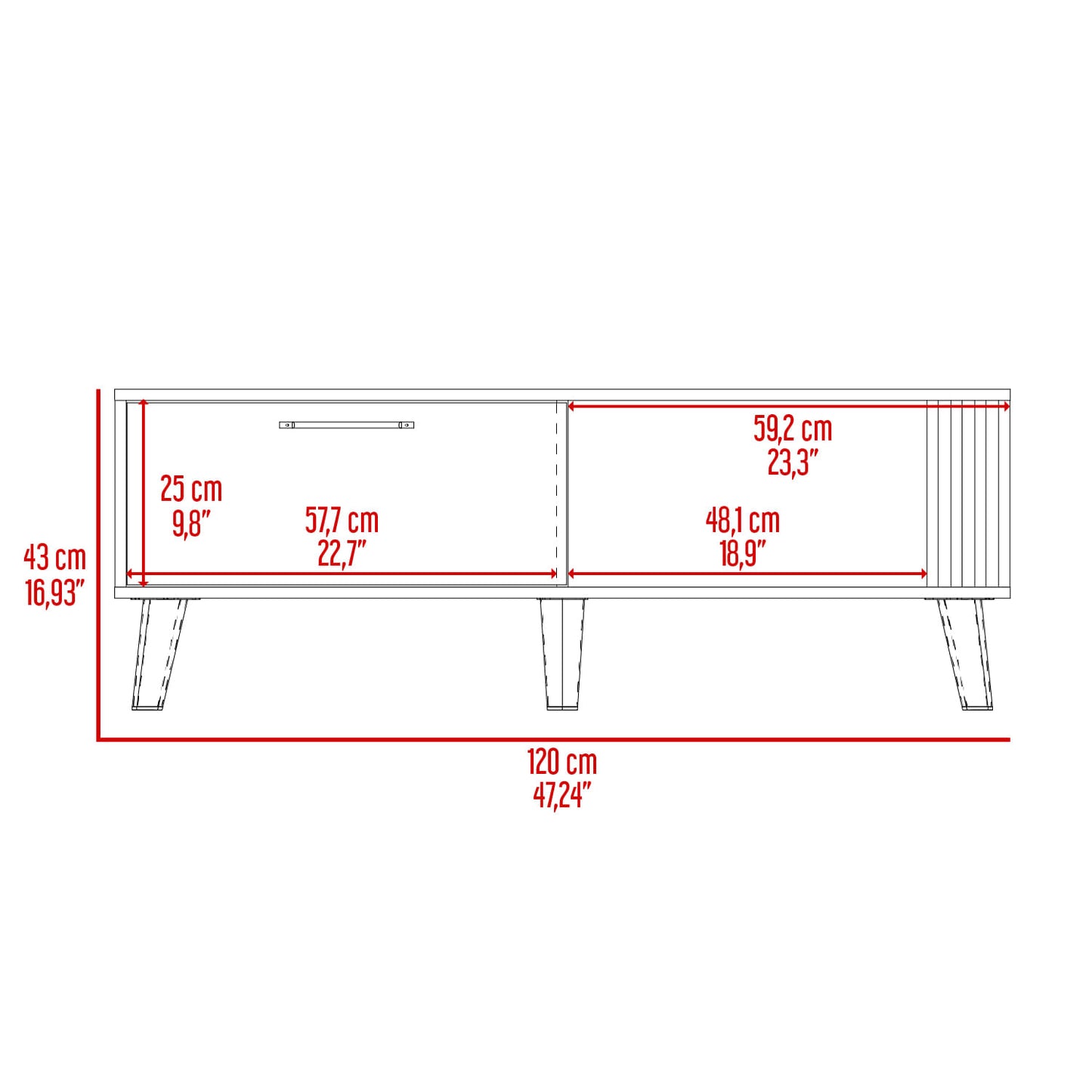 Mesa De Centro 43X120X60 Vance Rta Fresno Europeo Capri