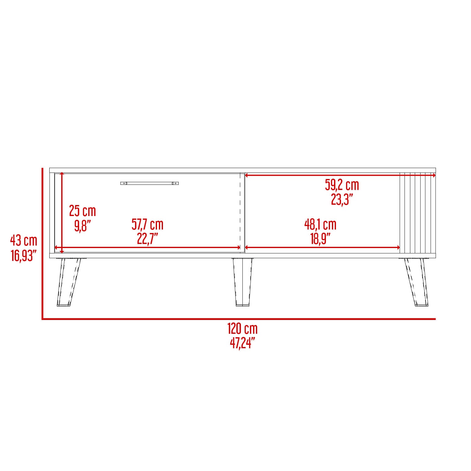 Mesa De Centro 43X120X60 Vance Rta Fresno Europeo Capri