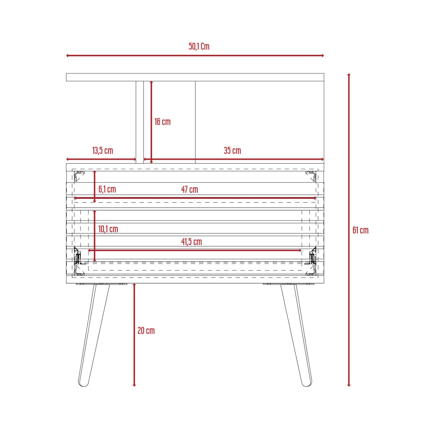 Nochero Nevis 1Cajon 60 X 50  Rovere Azul Navy