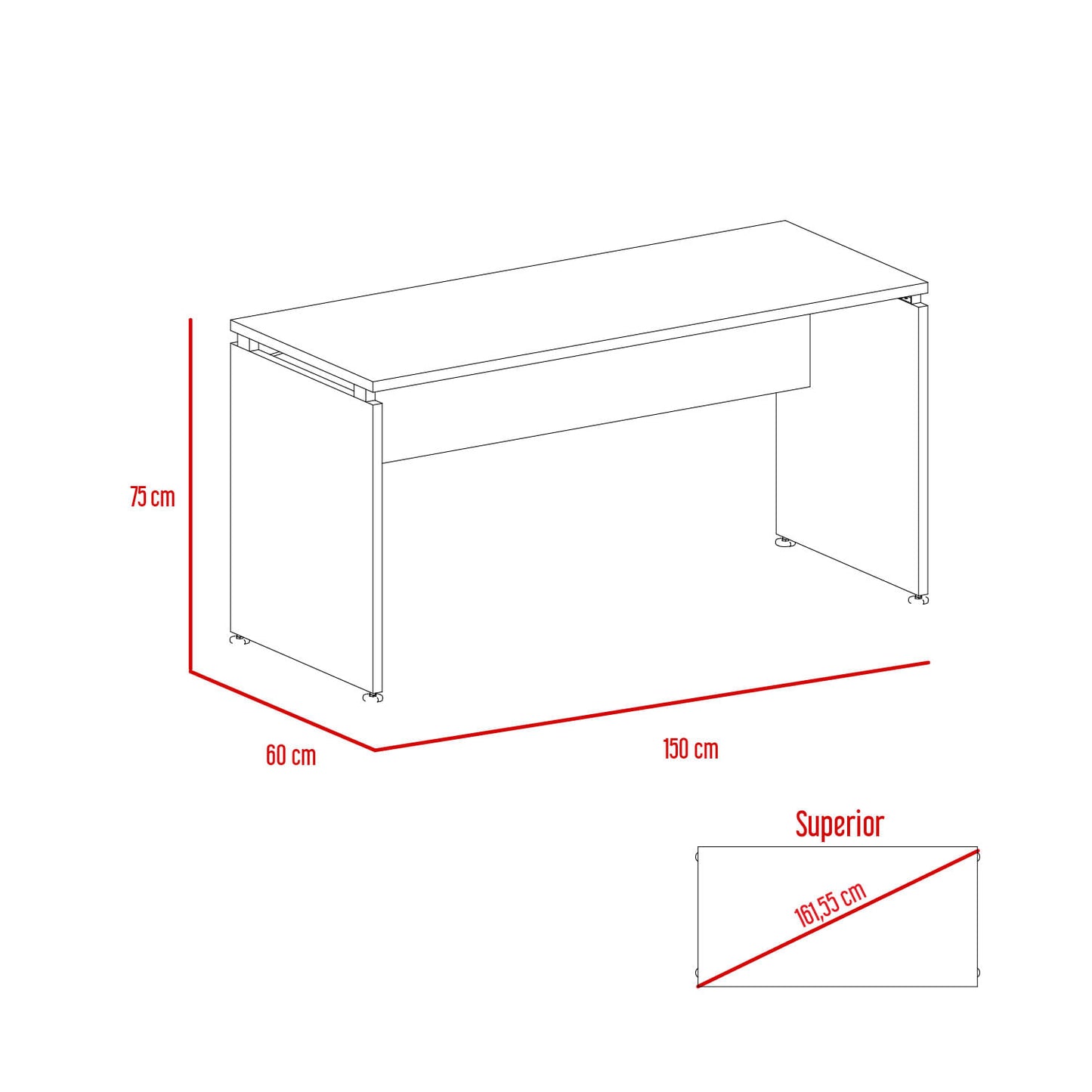Mesa Escritorio Home Office M150 Rta Wengue + Milan