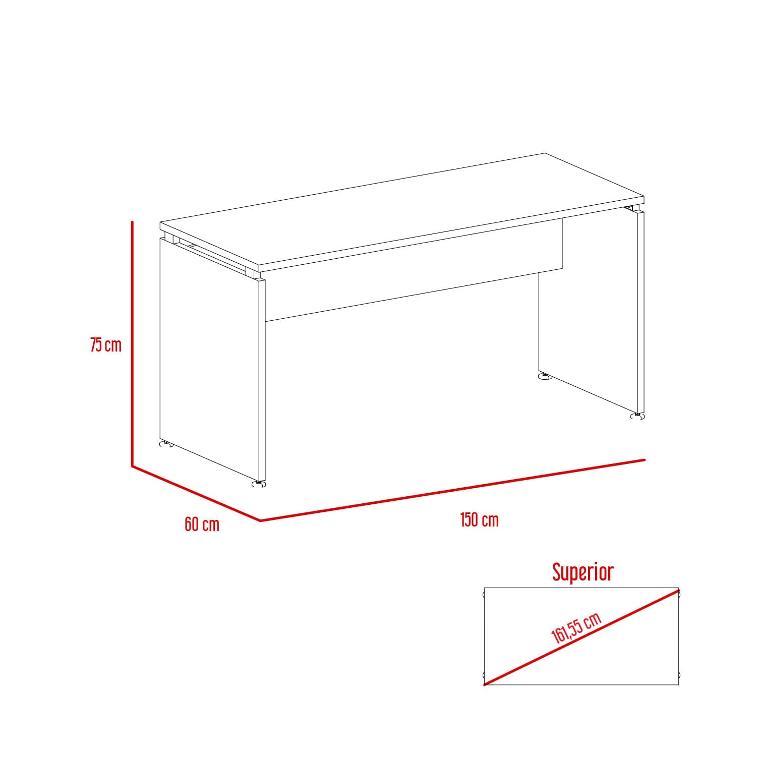 Mesa Escritorio Home Office M150 Rta Wengue + Milan