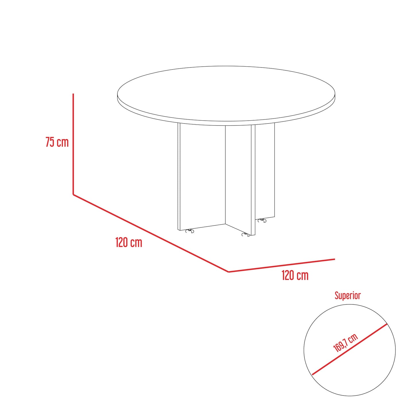 Mesa Redonda Home Office M 120 Rta Milan