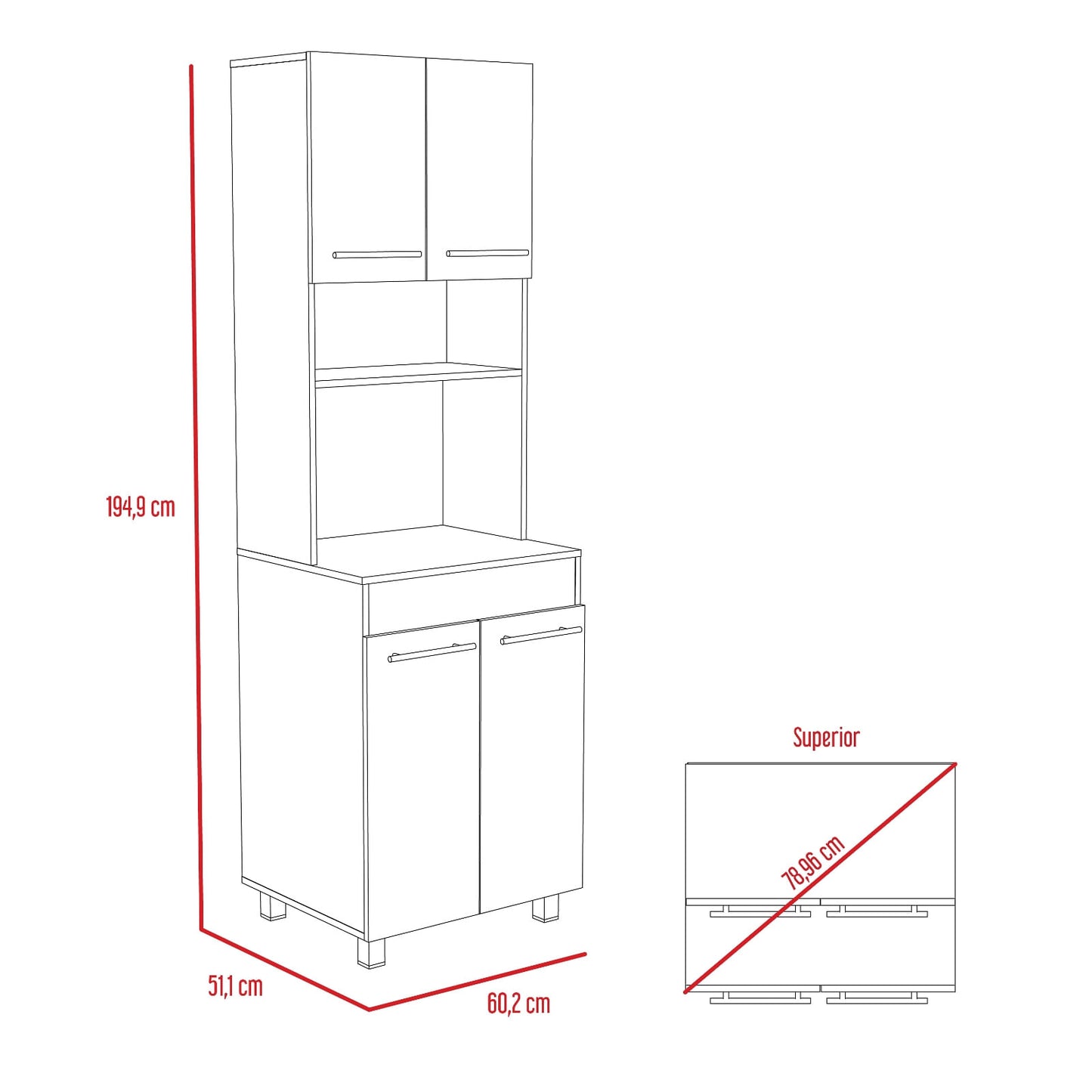 Modulo Microondas Vimo 194 X 60 Rta Blanco + Bellota