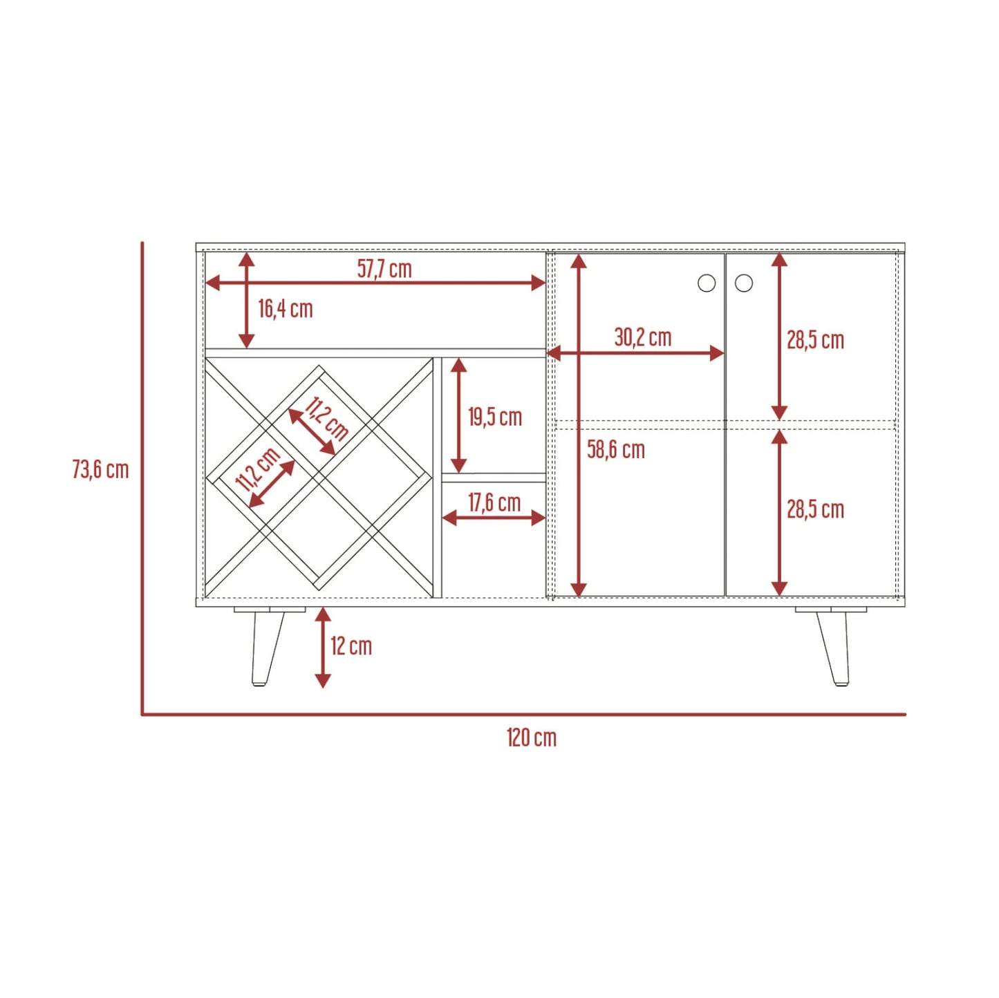 Mueble Bar Vithi Rta Macadamia + Blanco
