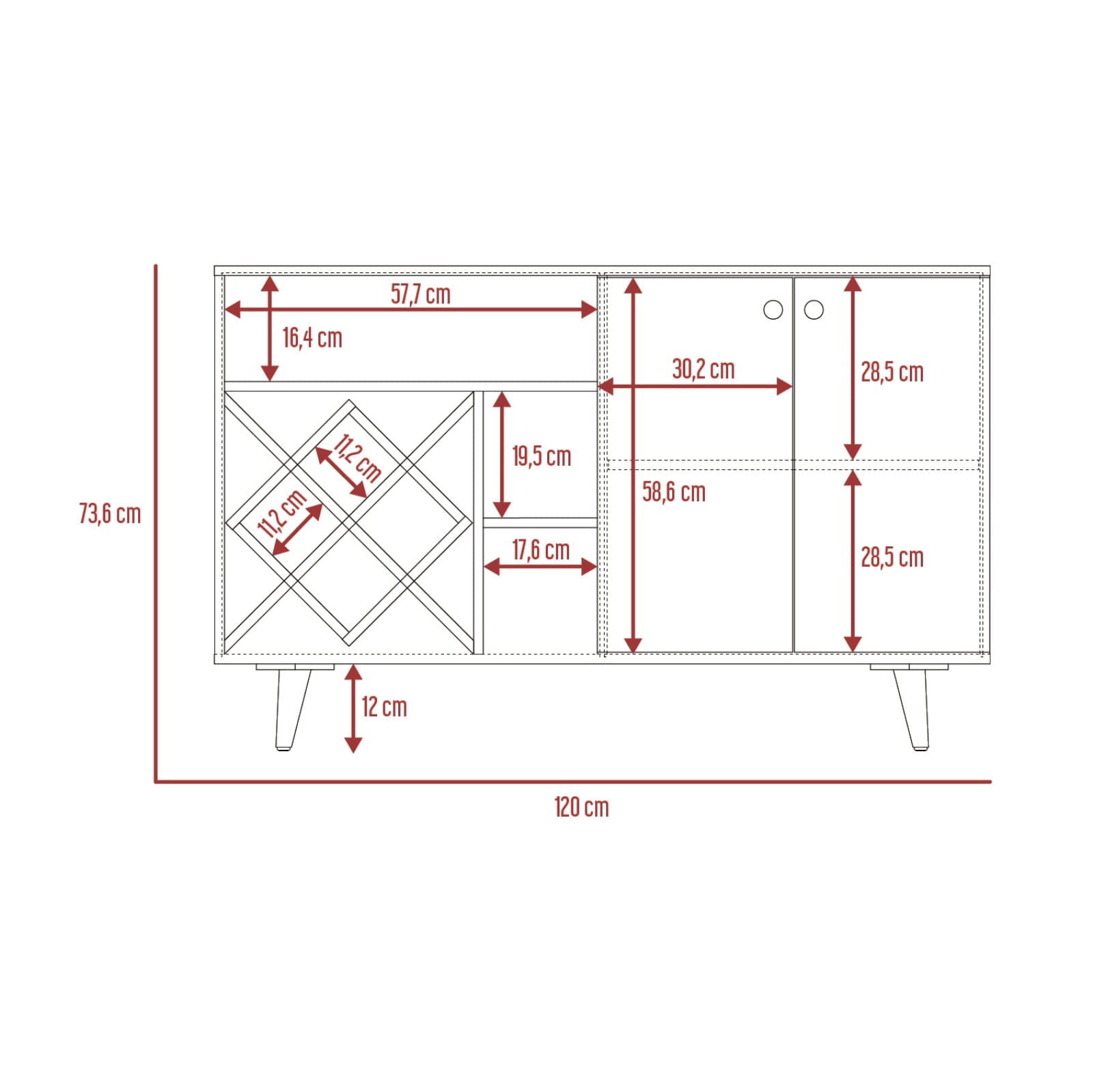 Mueble Bar Vithi Rta Macadamia + Blanco