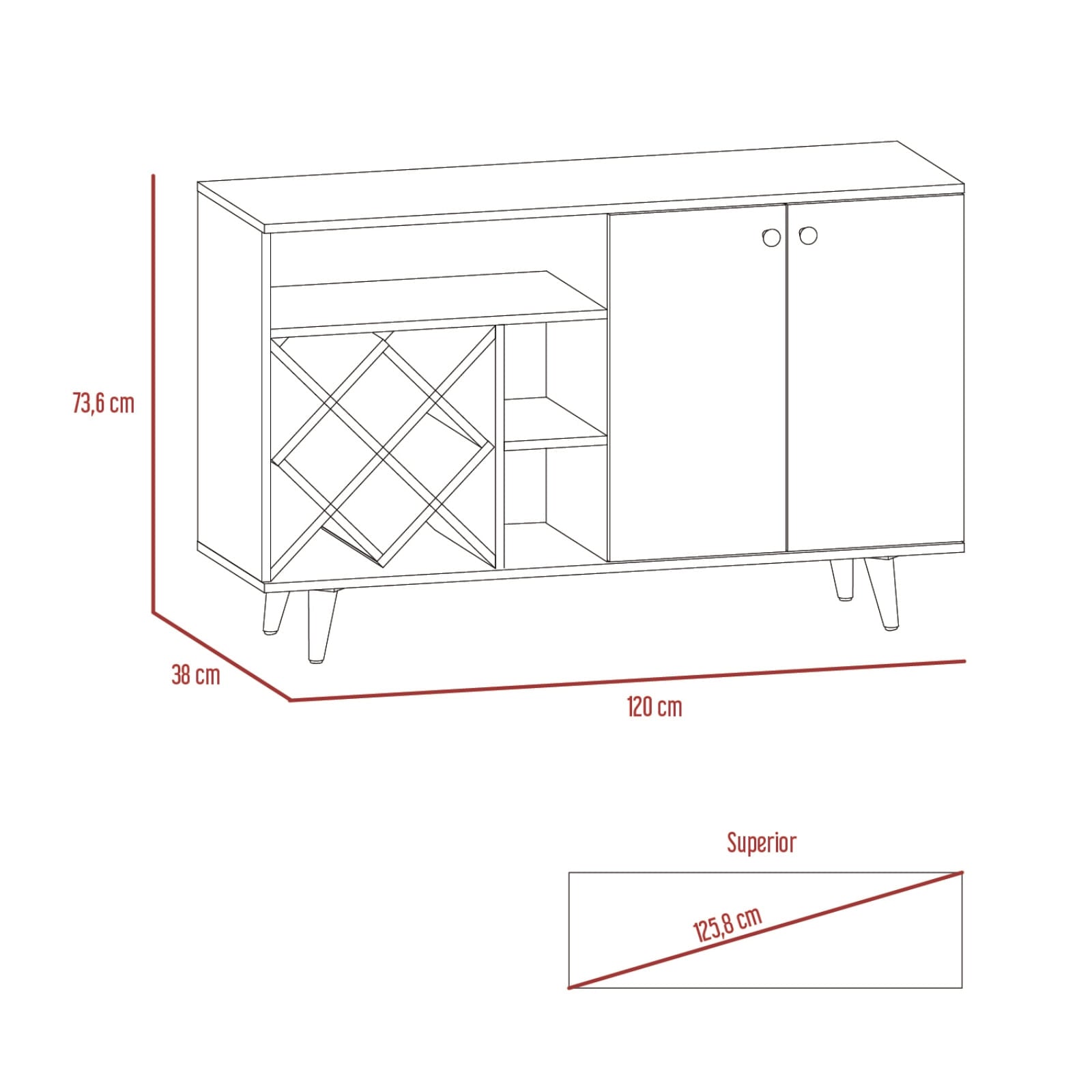 Mueble Bar Vithi Rta Macadamia + Blanco