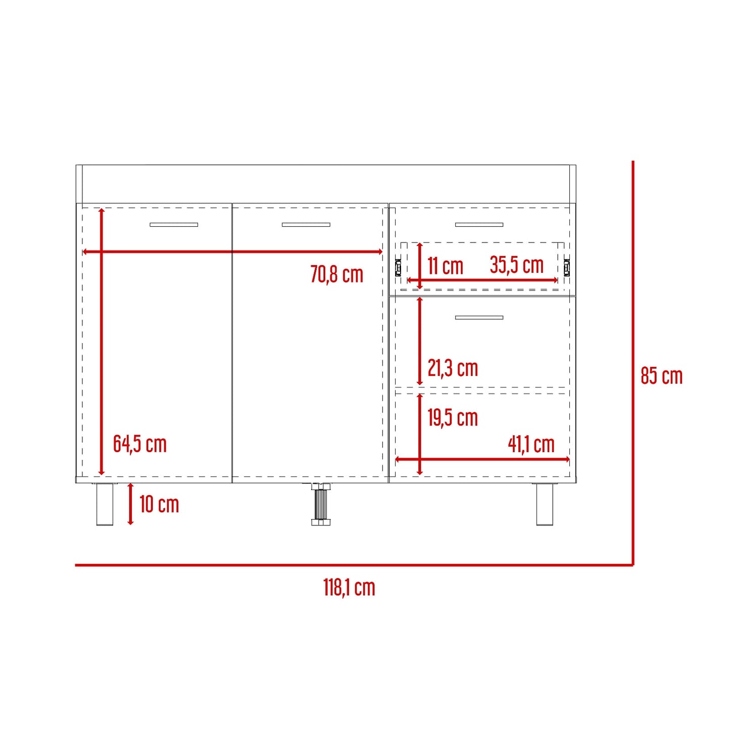 Mueble Inferior Cocina Rossi Rta Blanco + Castaño