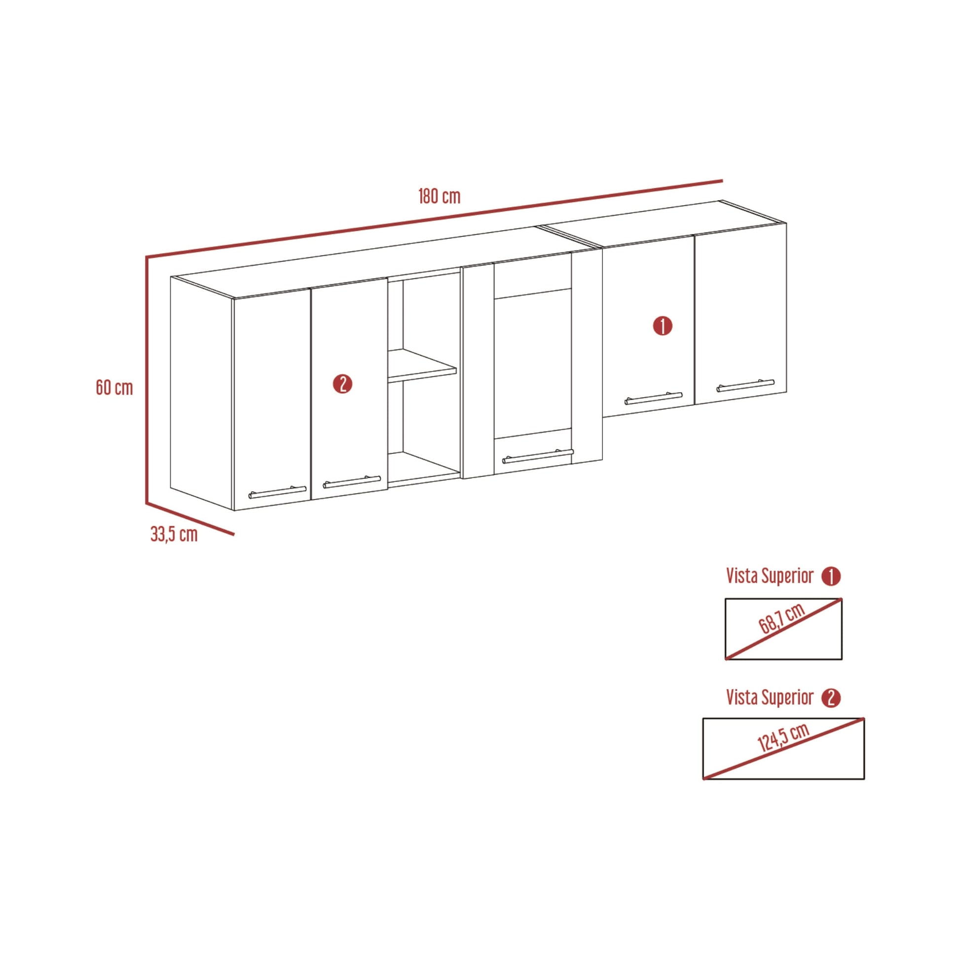 Mueble Superior Cocina Kira Rta Blanco + Nacar