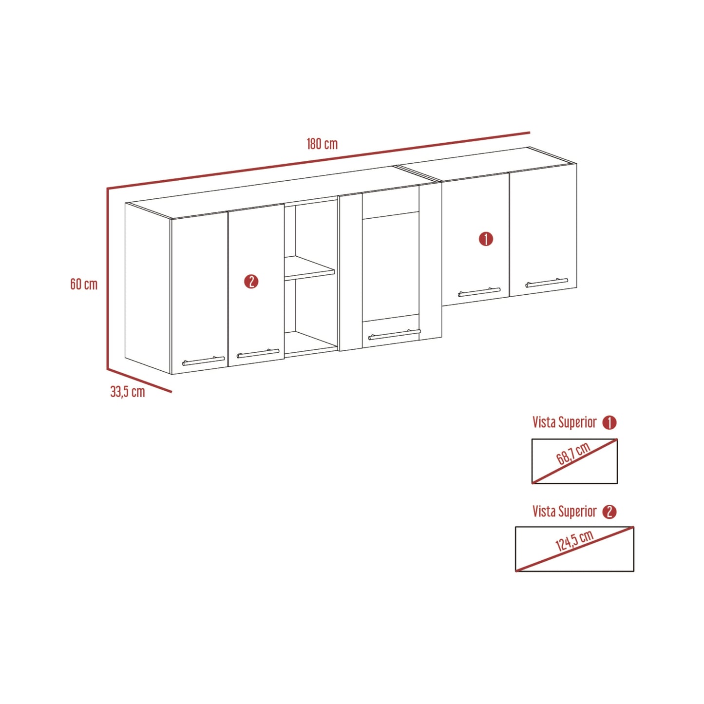 Mueble Superior Cocina Kira Rta Blanco + Nacar