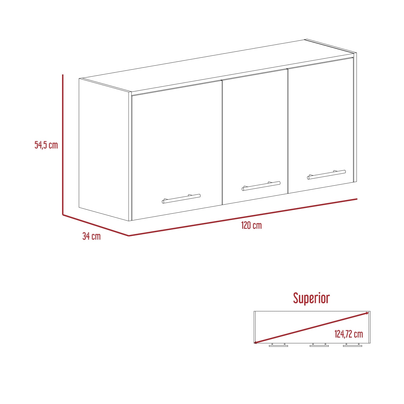 Modulo Superior 120 Cocina Orion Rta Blanco Duna