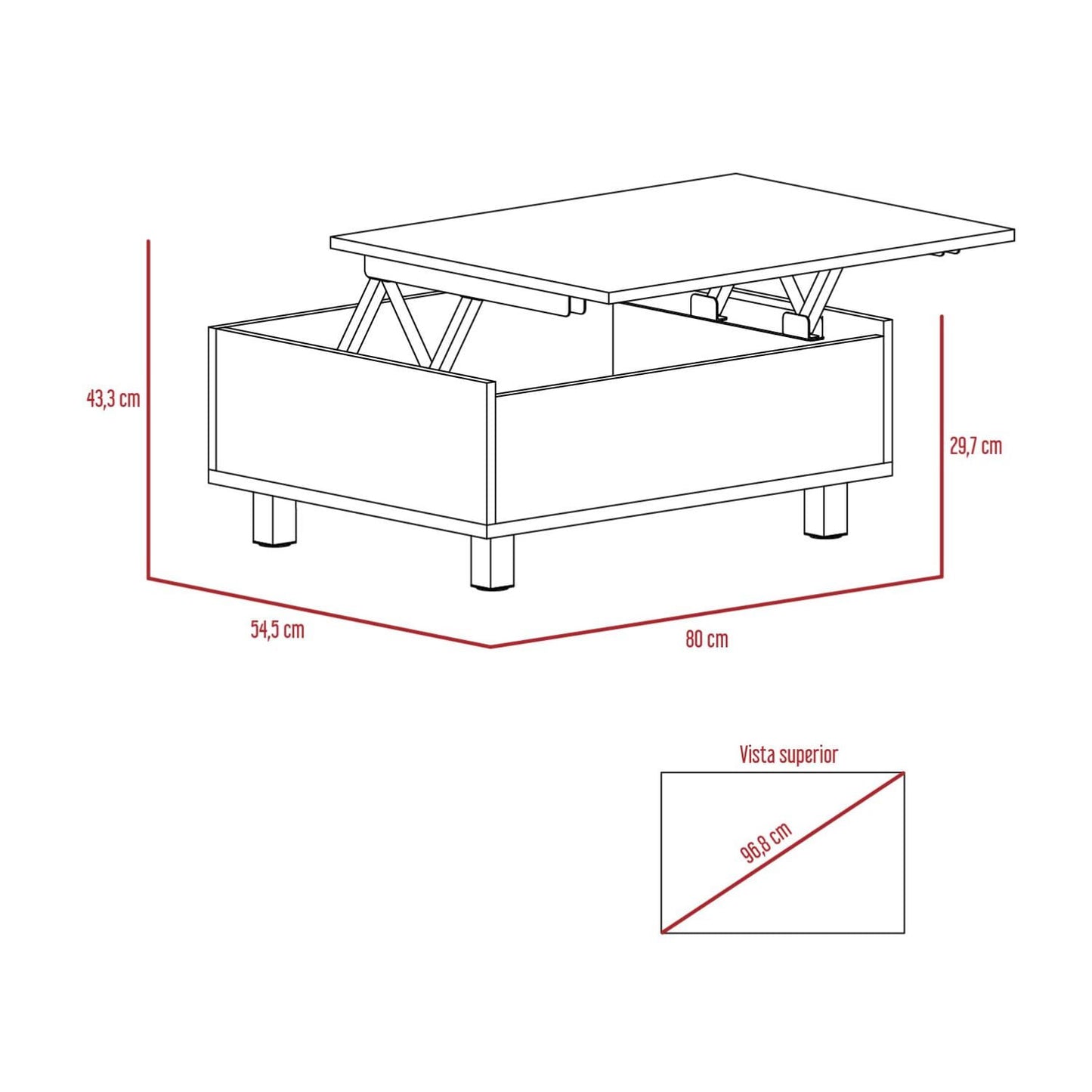 Mesa De Centro Funciona 2G Rta Bardolino + Wengue