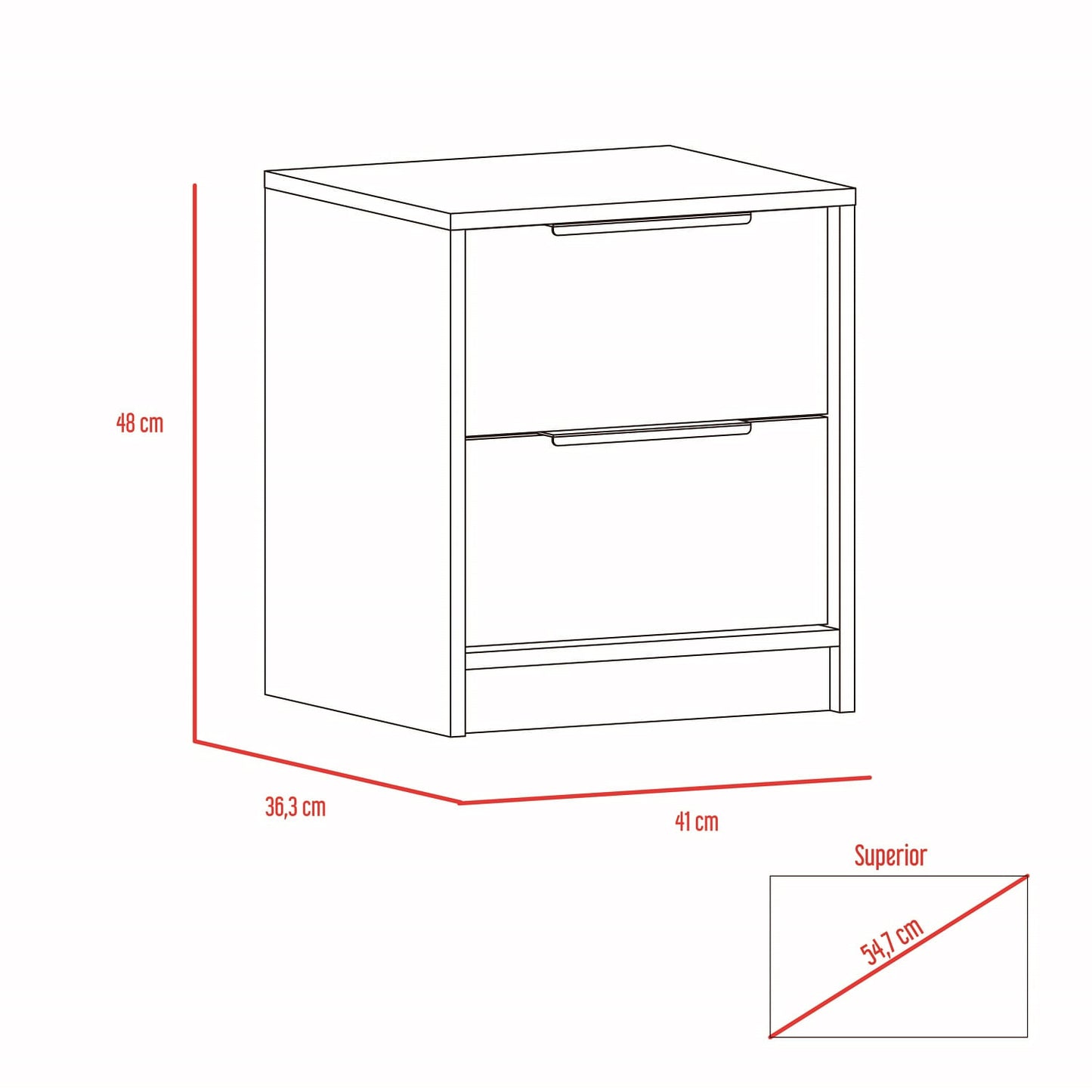 Mesa De Noche Kaia X2 Und Rovere+Blanco