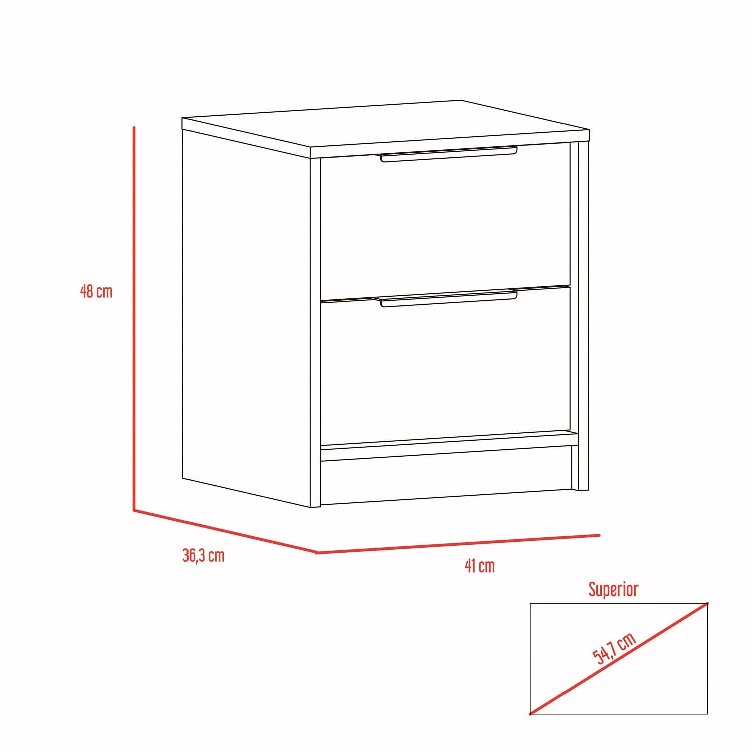 Mesa De Noche Kaia X2 Und Rovere+Blanco